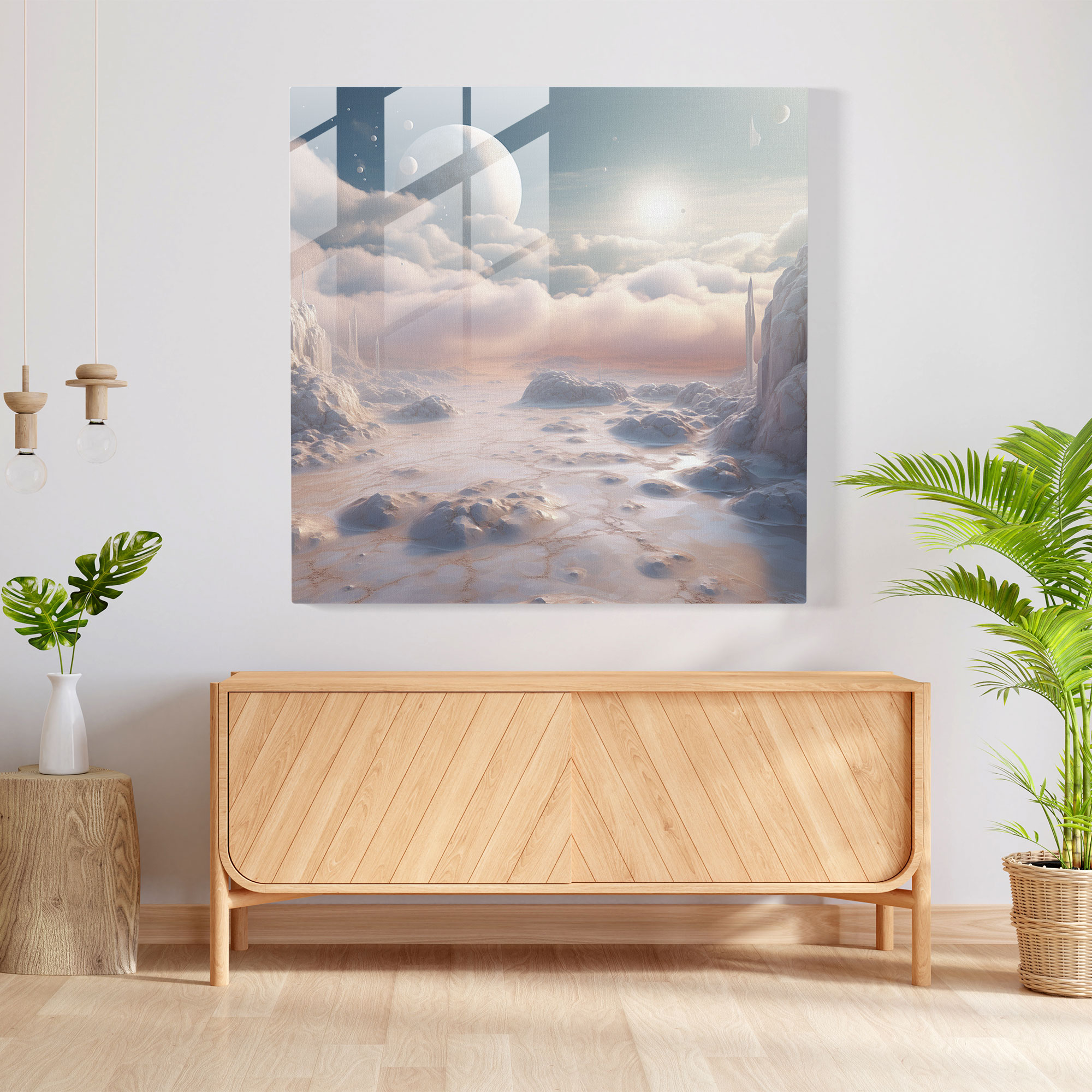 Marble Glass Art - Serene Landscape - Marble, Modern Art, Home Decoration, Glass Print