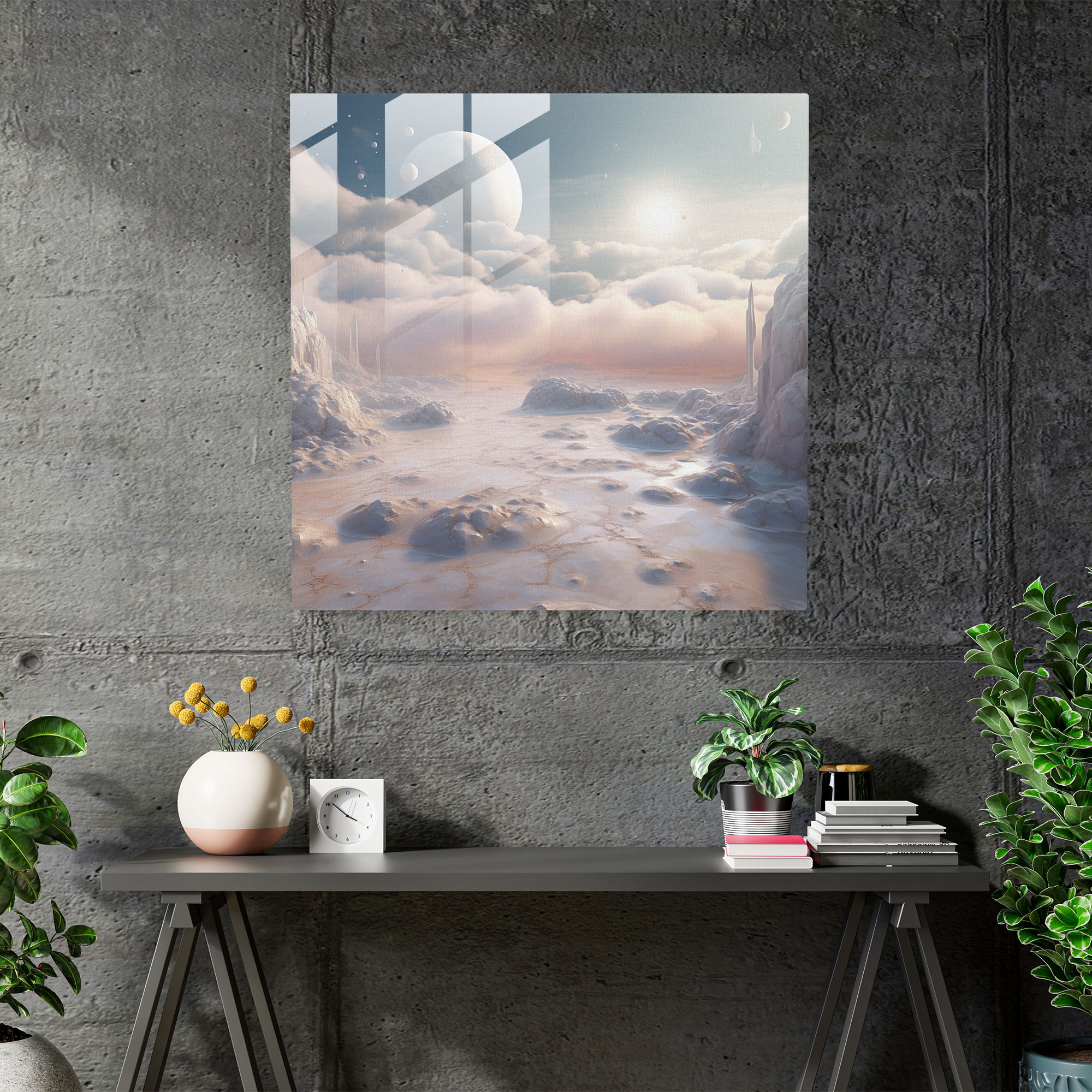Marble Glass Art - Serene Landscape - Marble, Modern Art, Home Decoration, Glass Print