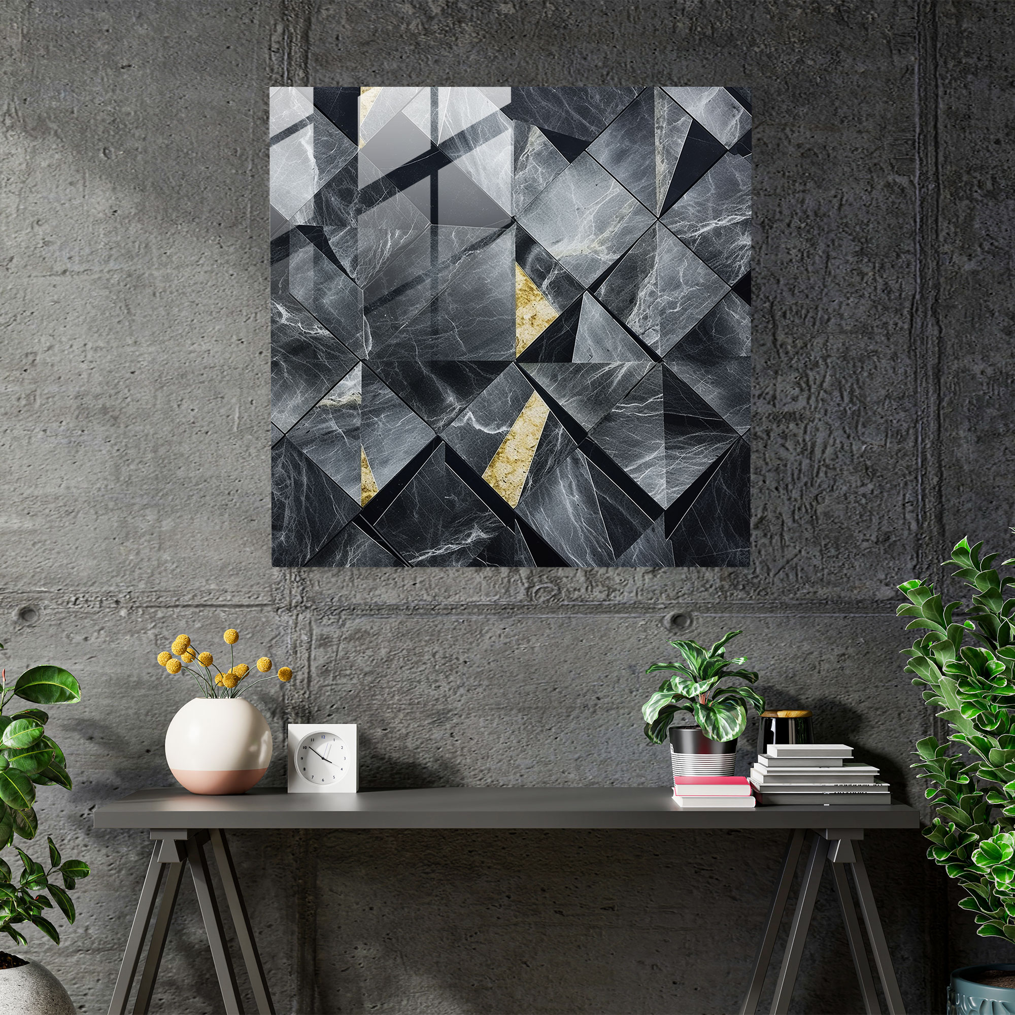 Marble Glass Print - Geometric Shapes - Marble, Glass Wall Art, Glass Print, Glass Art