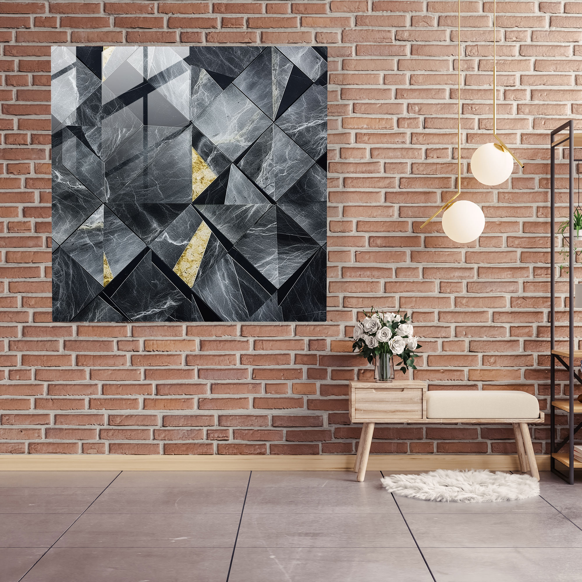 Marble Glass Print - Geometric Shapes - Marble, Glass Wall Art, Glass Print, Glass Art