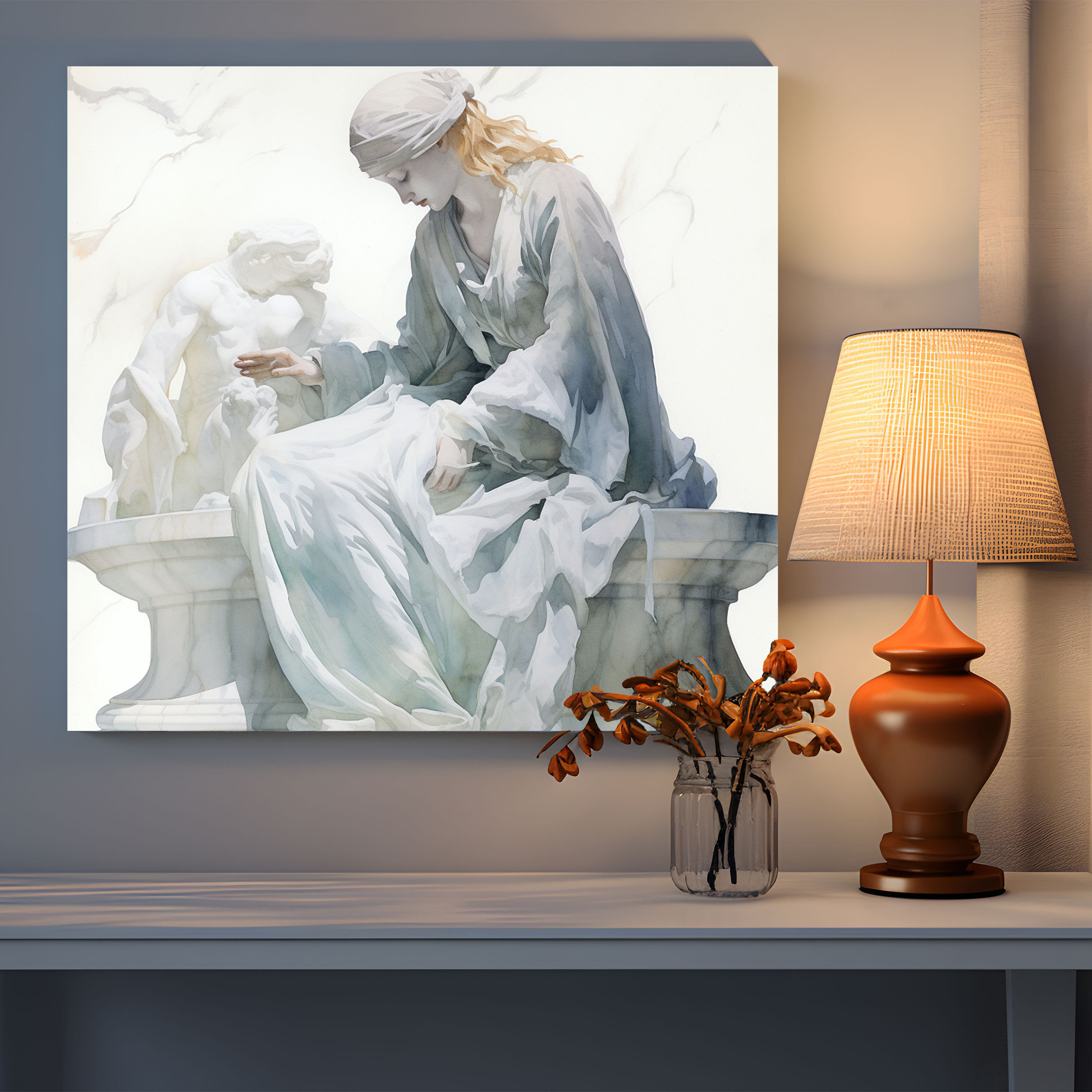 Elegant Marble Canvas Print - Marble, Watercolor Painting, Home Decoration, Timeless