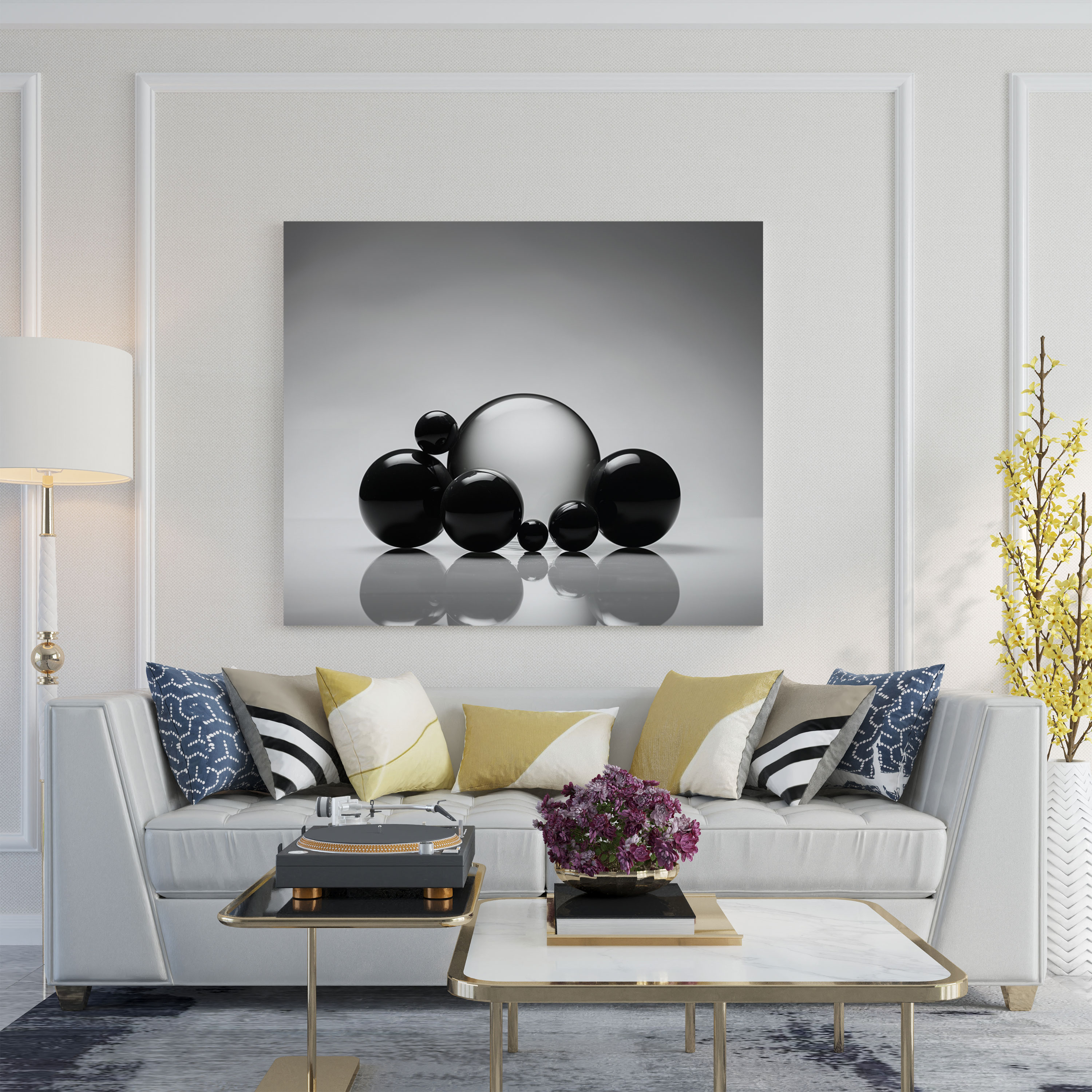 Monochrome Marble Wall Art - Marble, Wall Art, Wall Decoration, Canvas Print