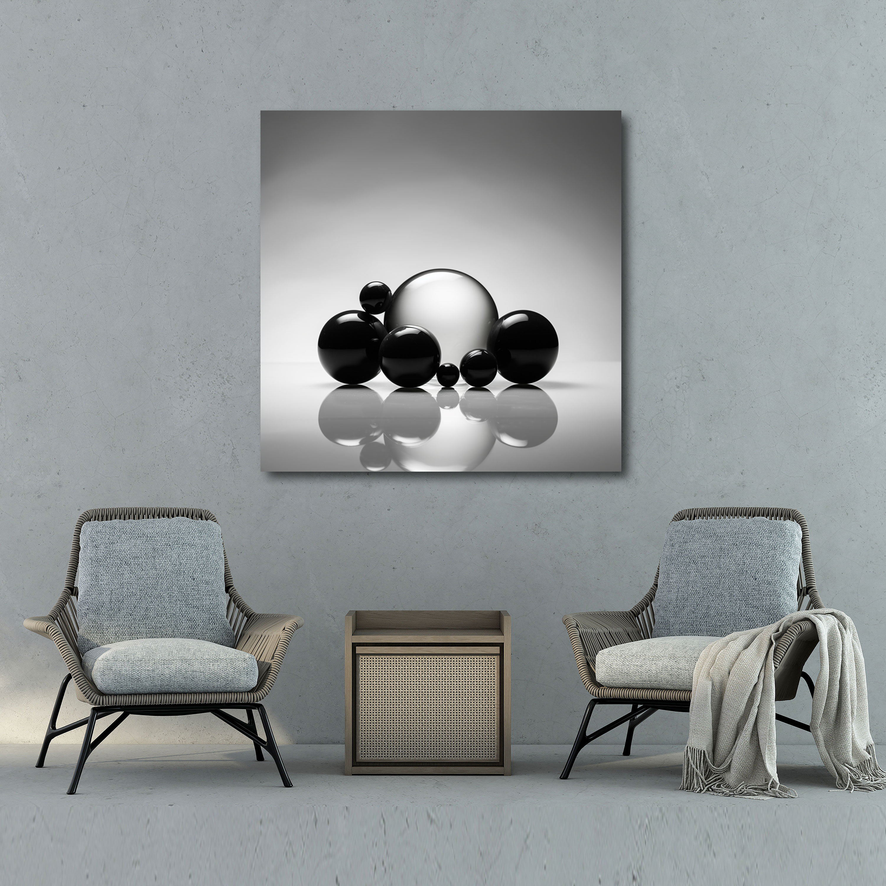 Monochrome Marble Wall Art - Marble, Wall Art, Wall Decoration, Canvas Print