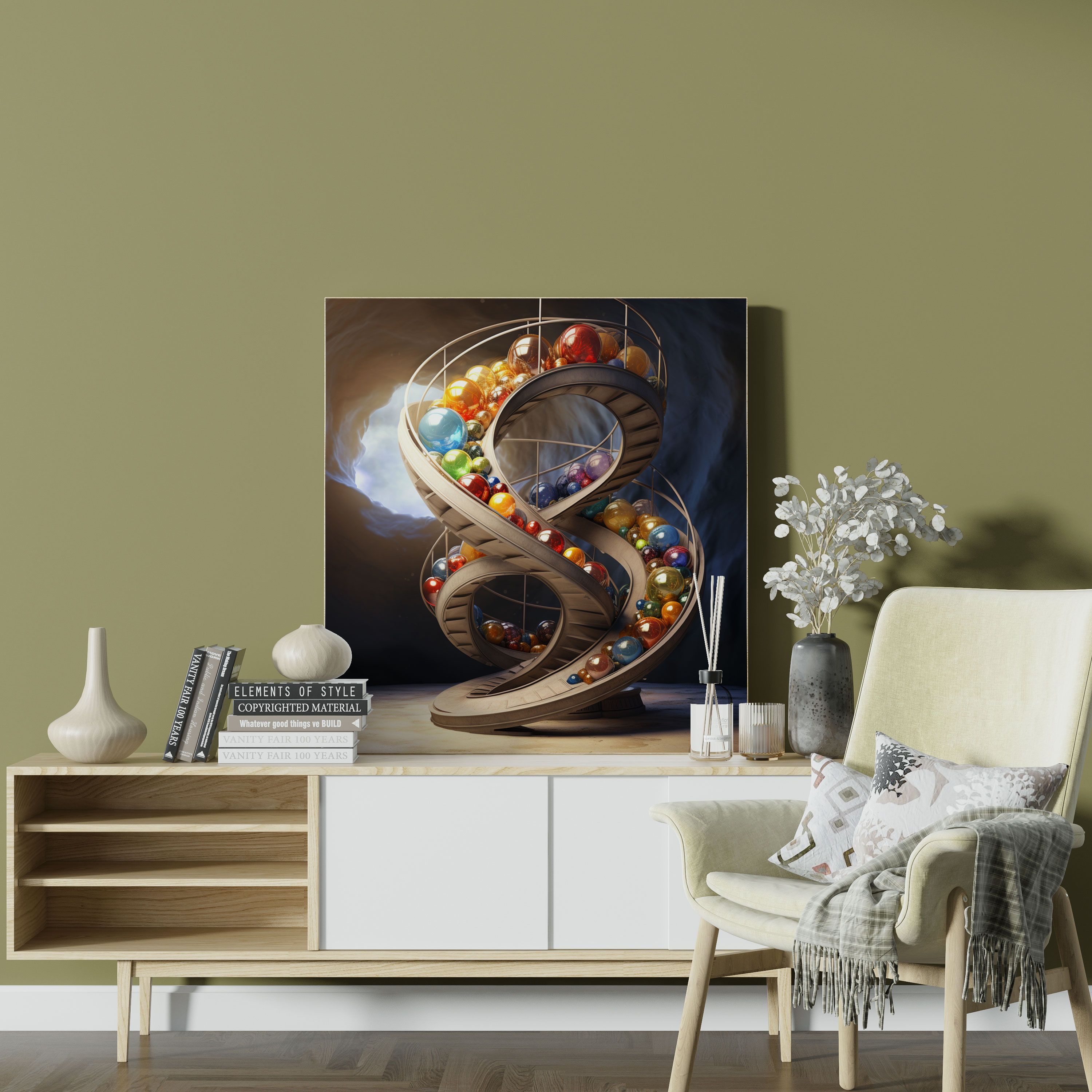Marble Cascade Wall Art - Marble, Home Decoration, Canvas Print, Marble