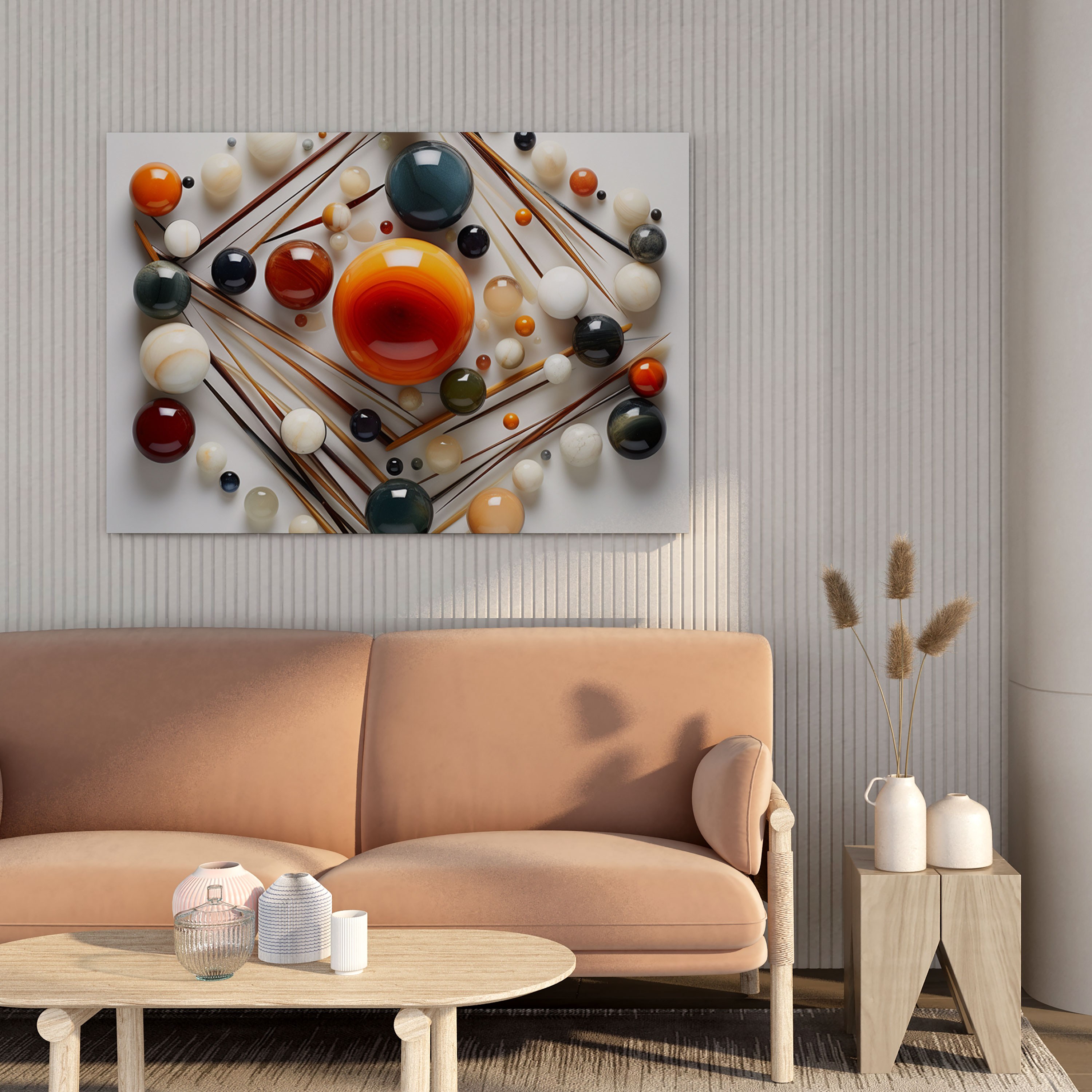 Marble Geometric Wall Art - Marble, Wall Art, Geometric Composition, Canvas