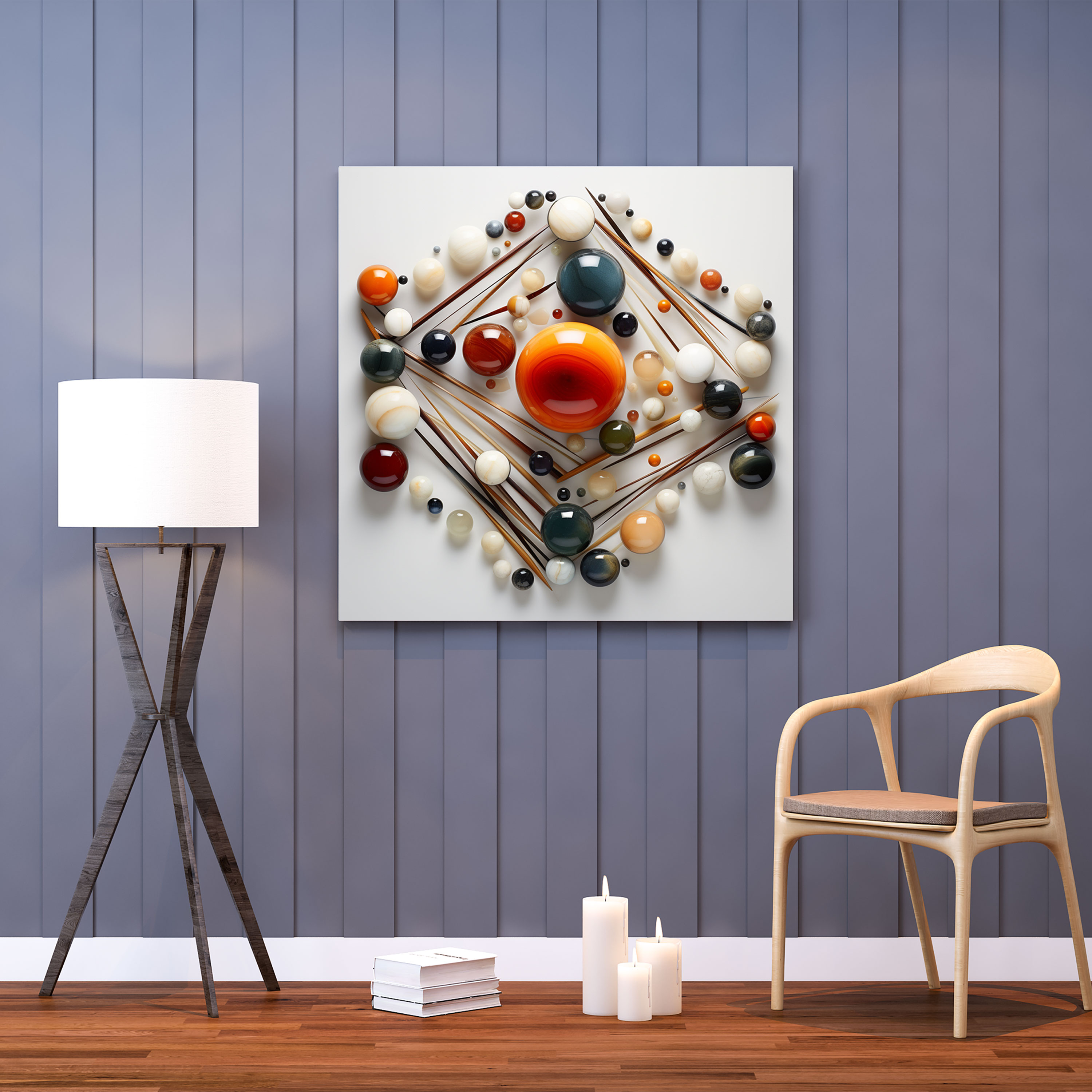 Marble Geometric Wall Art - Marble, Wall Art, Geometric Composition, Canvas