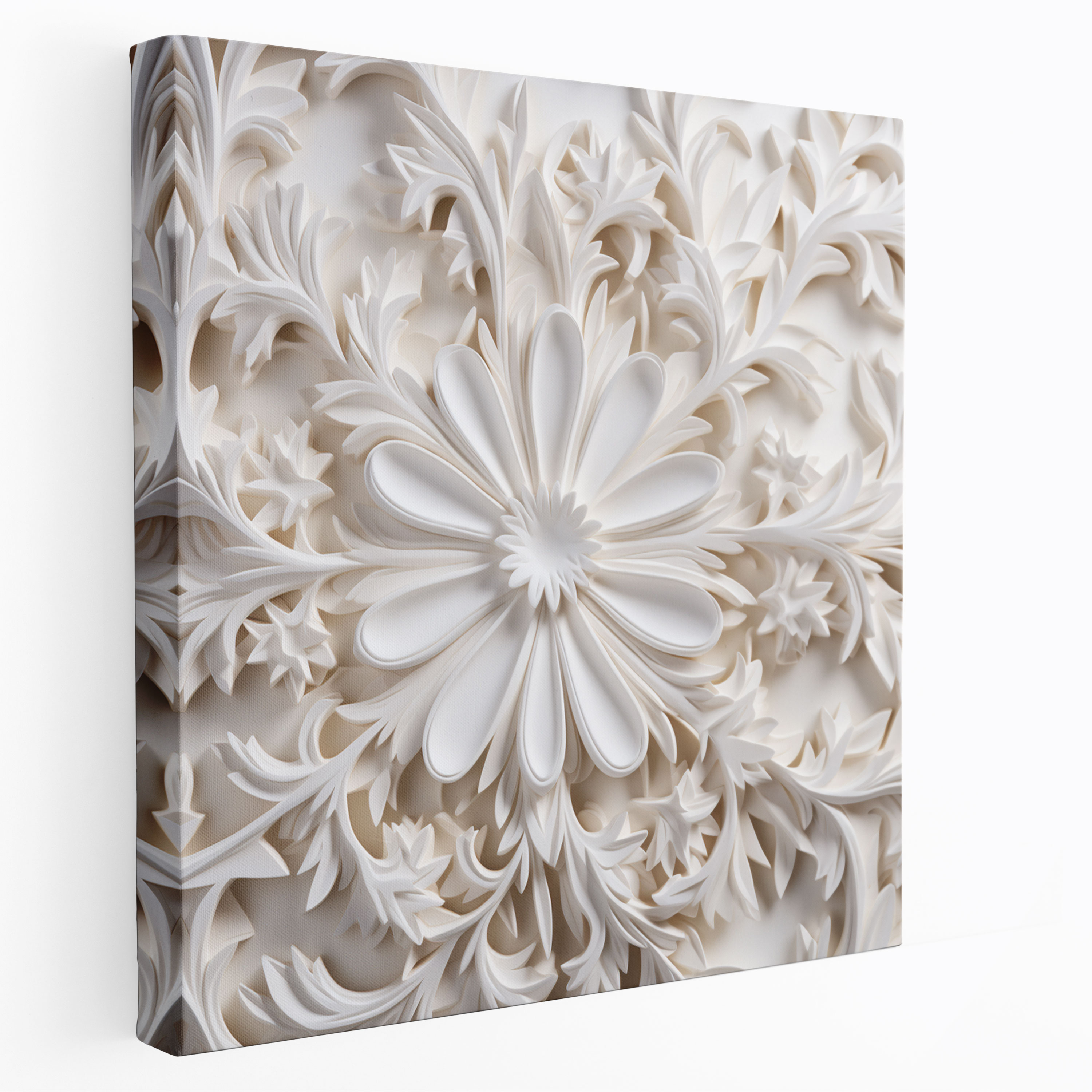 Marble Wall Art - Intricate White Pattern - Marble, White Pattern, Elevate, Canvas Wall Art