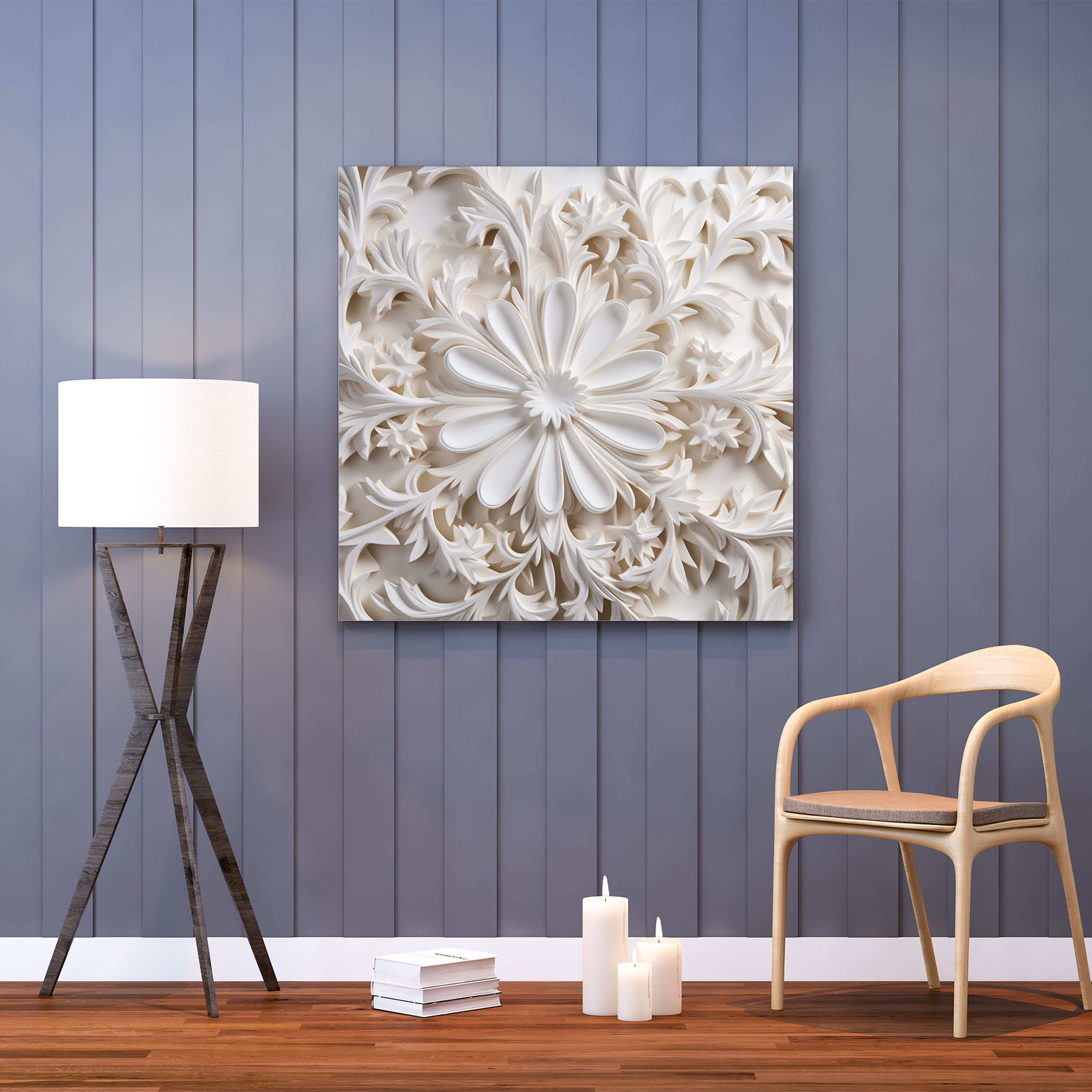 Marble Wall Art - Intricate White Pattern - Marble, White Pattern, Elevate, Canvas Wall Art
