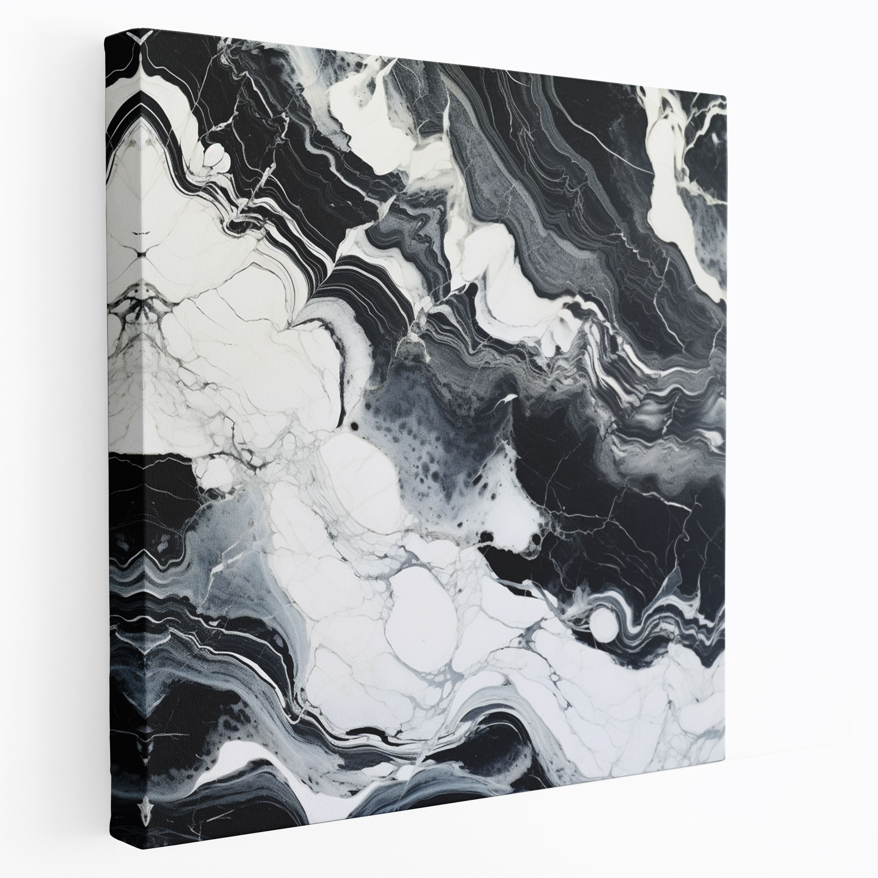 Marble Wall Decoration - Timeless Black & White - Marble, Canvas Wall Art, Wall Art, Timeless