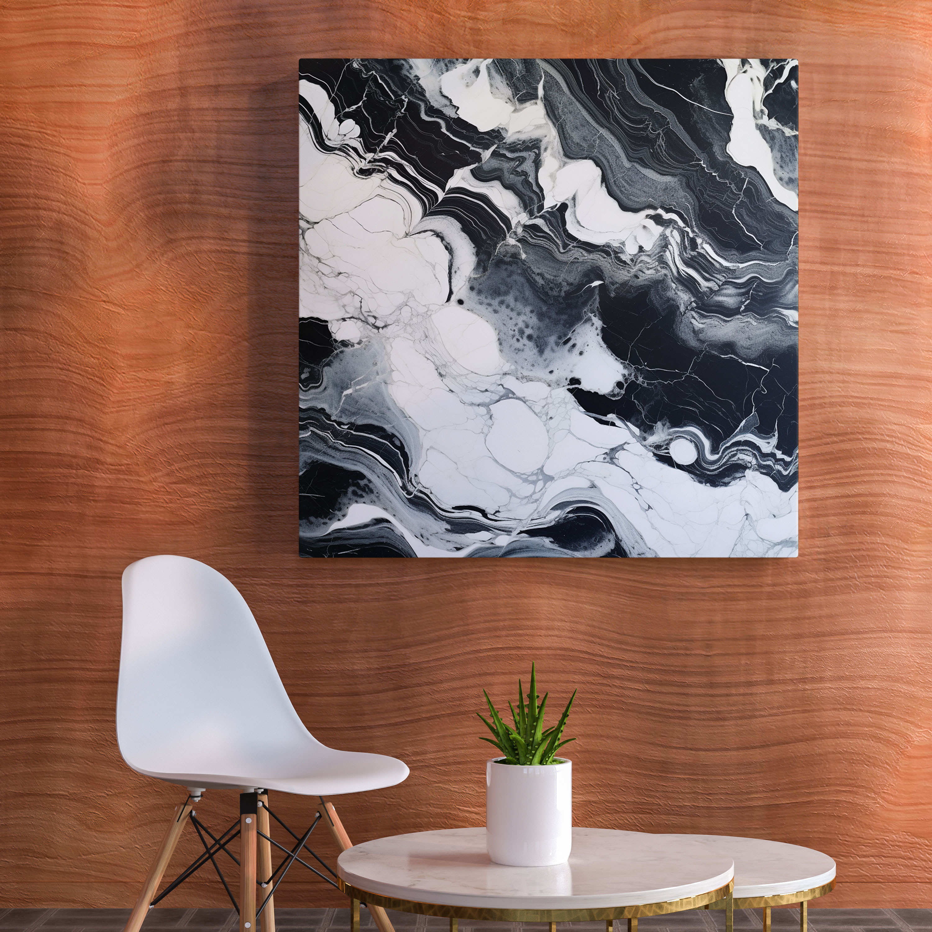 Marble Wall Decoration - Timeless Black & White - Marble, Canvas Wall Art, Wall Art, Timeless