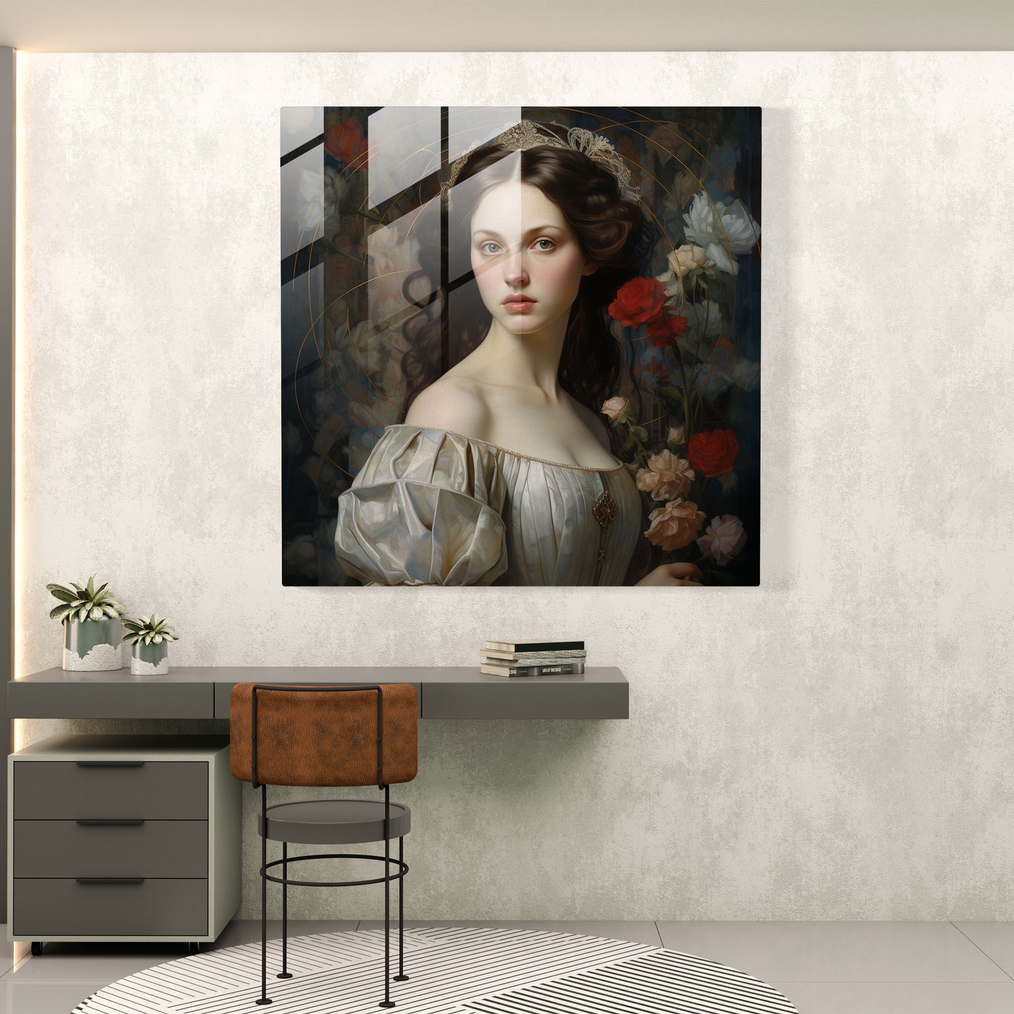 Ethereal Glass Wall Art - Renaissance Muse Elegance