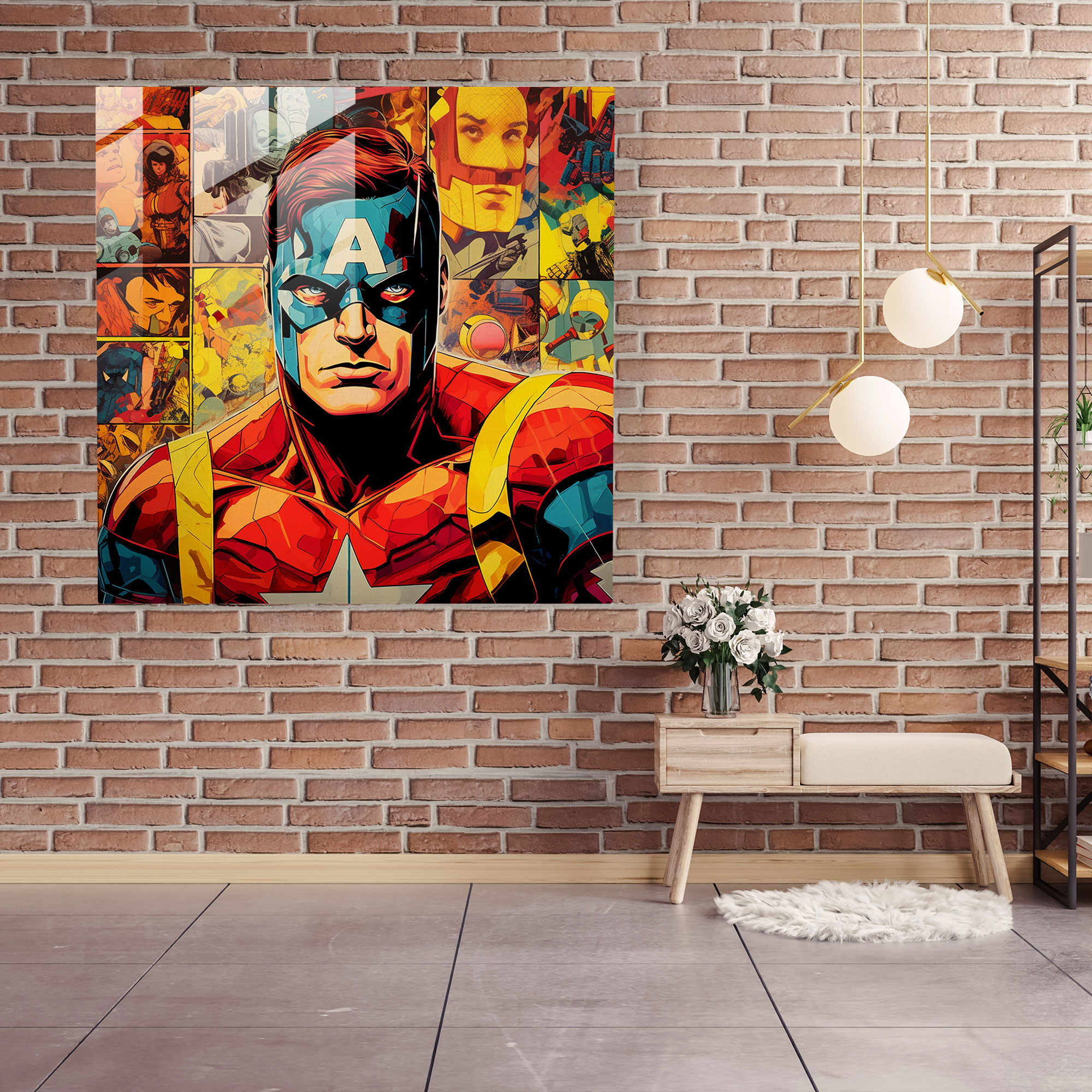 Pop Art Esintili Cam Tablo - Ev Dekorasyonu - Duvar Dekorasyonu - Modern Sanat Eseri