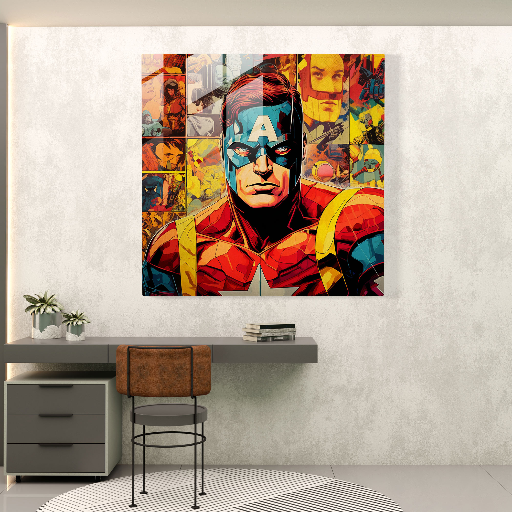 Pop Art Esintili Cam Tablo - Ev Dekorasyonu - Duvar Dekorasyonu - Modern Sanat Eseri