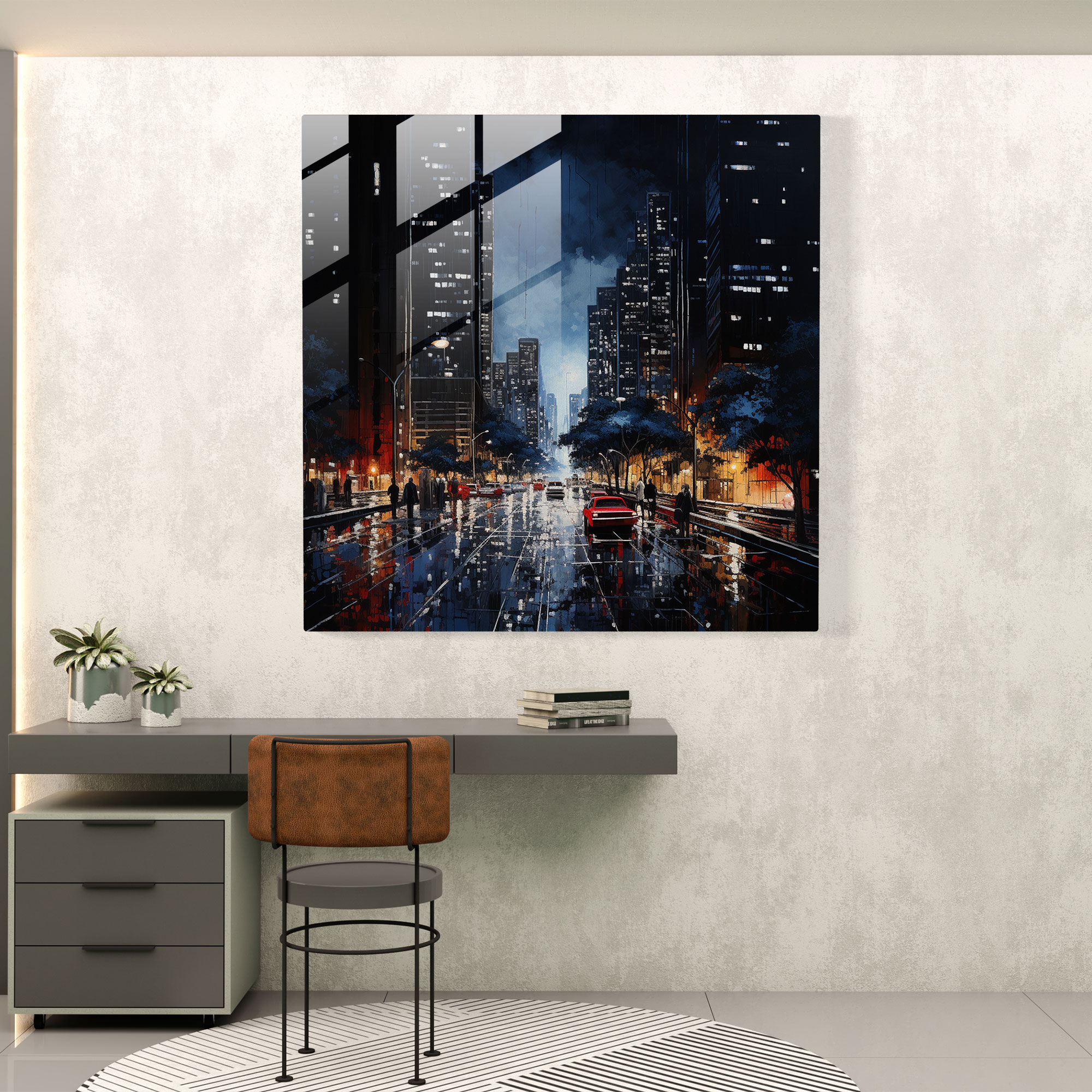 Moderne zeitgenössische Acrylmalerei auf Glas gedruckt