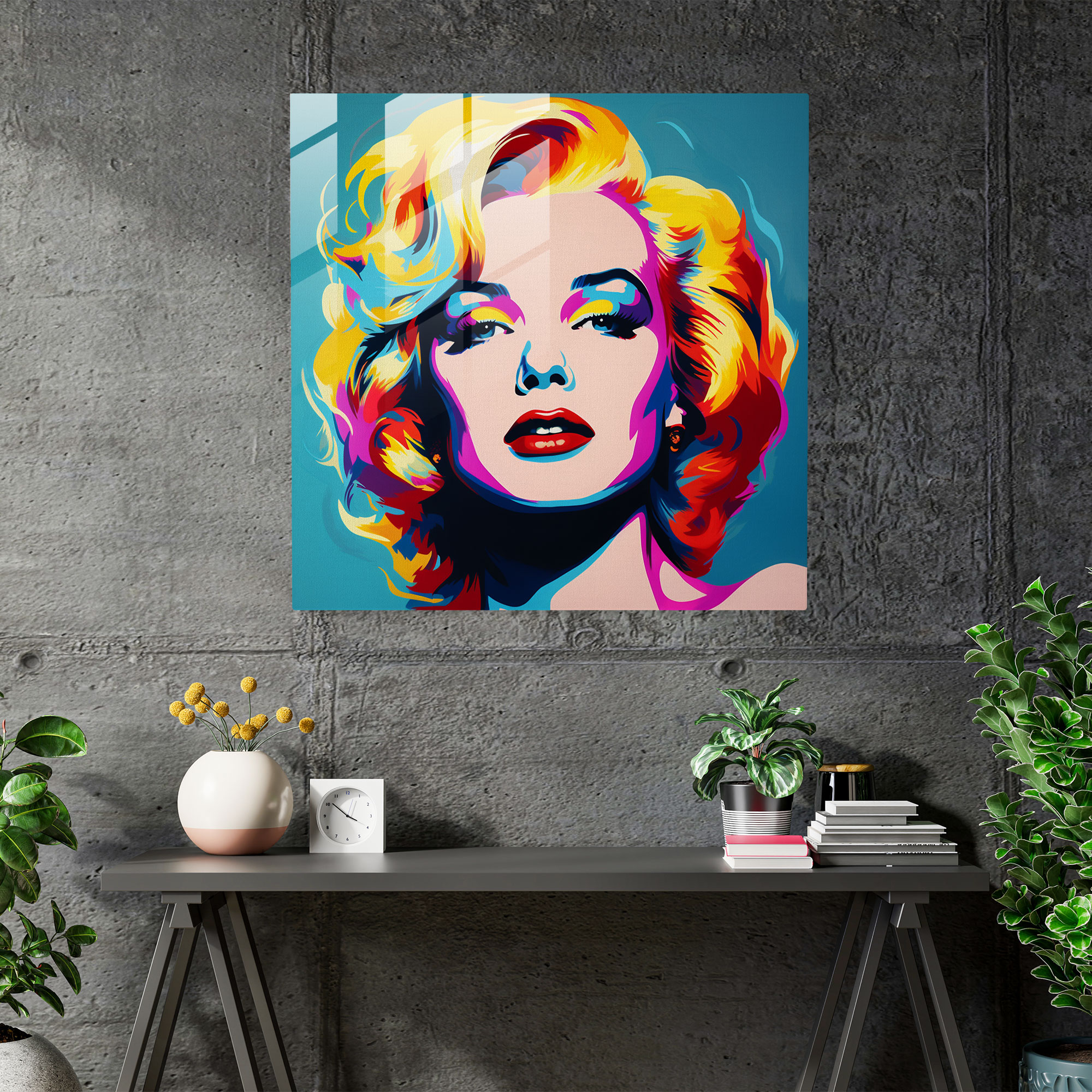 Vivacious Glass Print of Pop Art Portrait