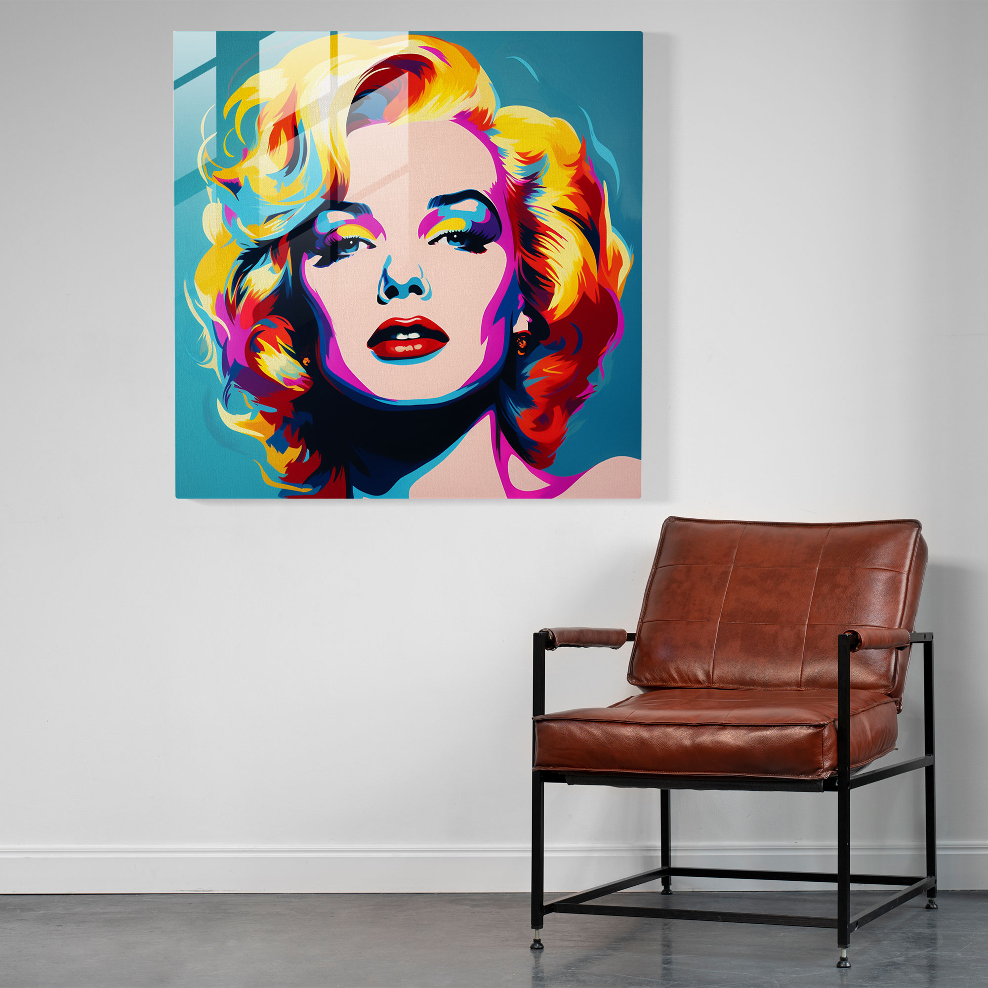 Vivacious Glass Print of Pop Art Portrait
