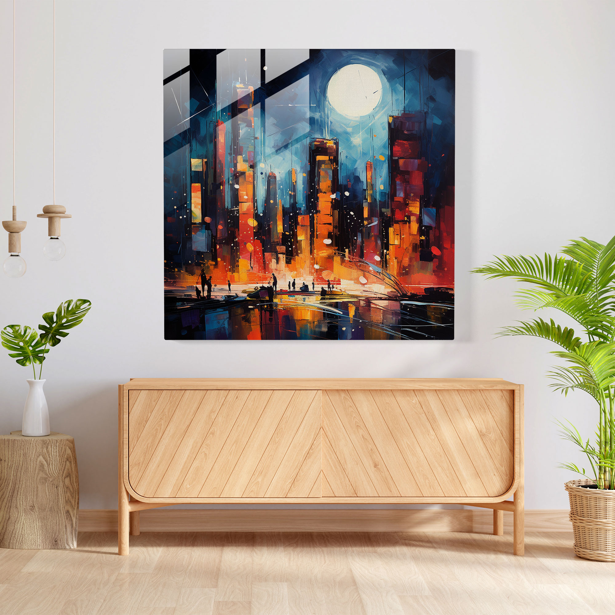 Translucent Expressions Glass Print - Abstract Cityscape Glass Wall Art