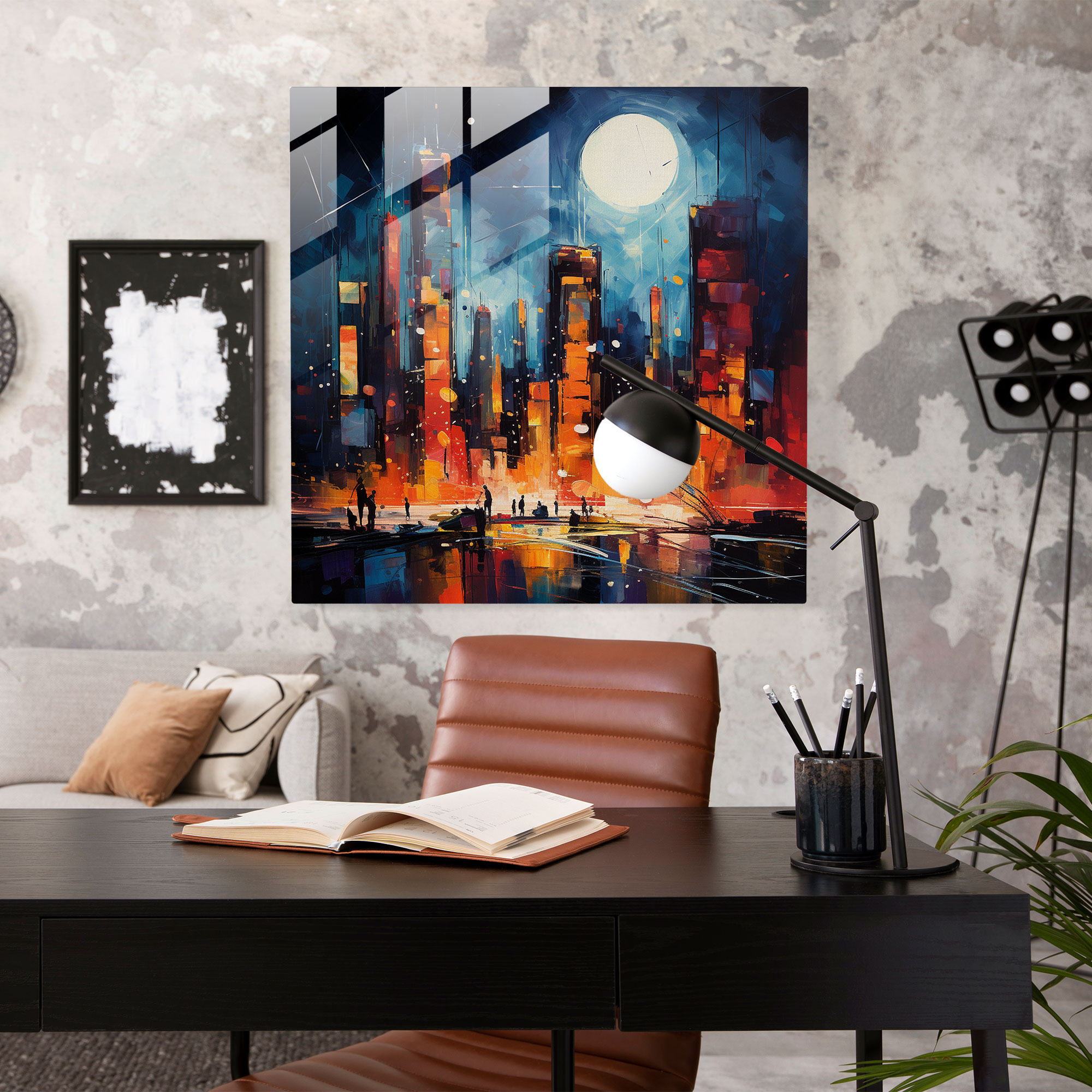 Translucent Expressions Glass Print - Abstract Cityscape Glass Wall Art
