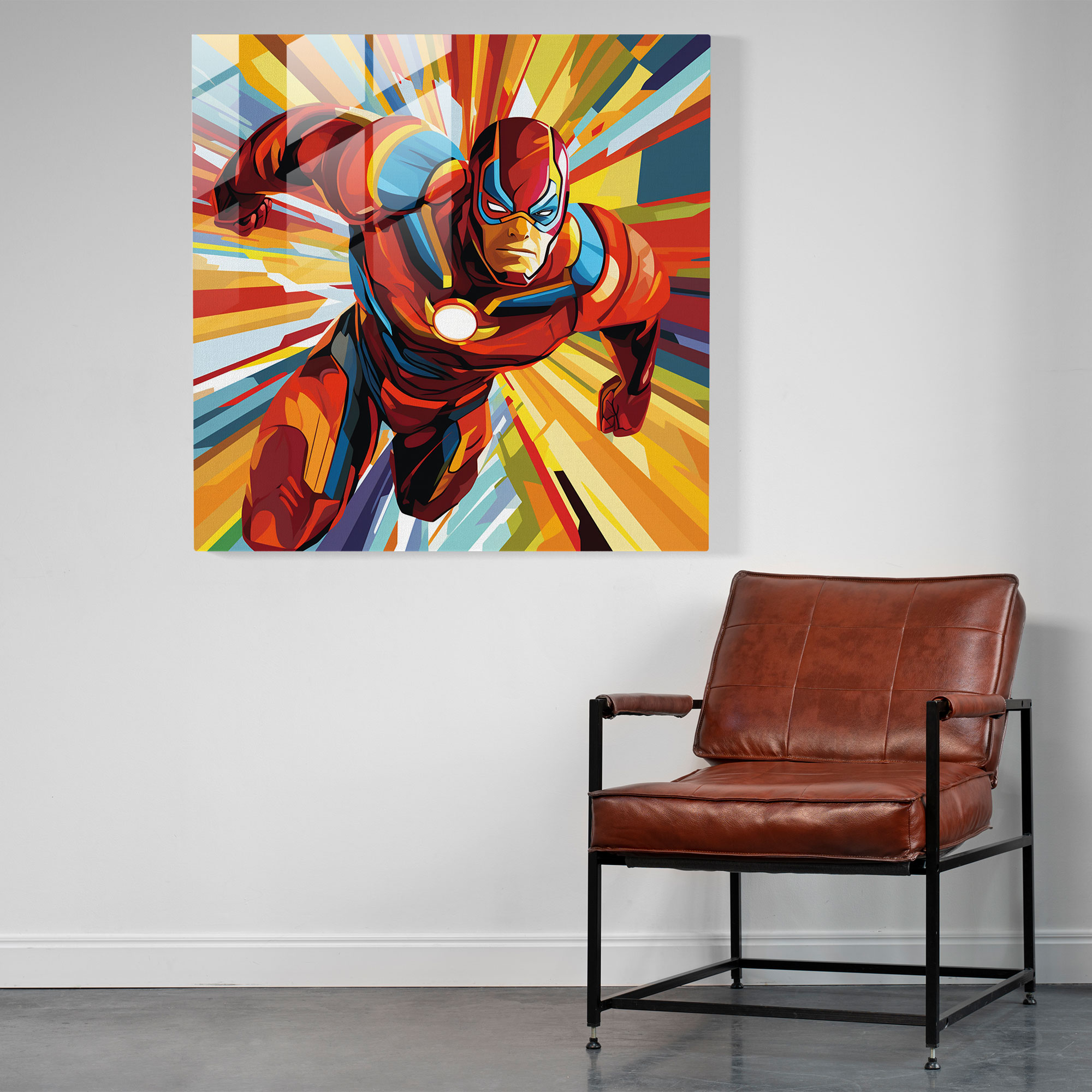 Superhero Pop Sensation Glass Print - Whimsical Comic Glass Wall Art