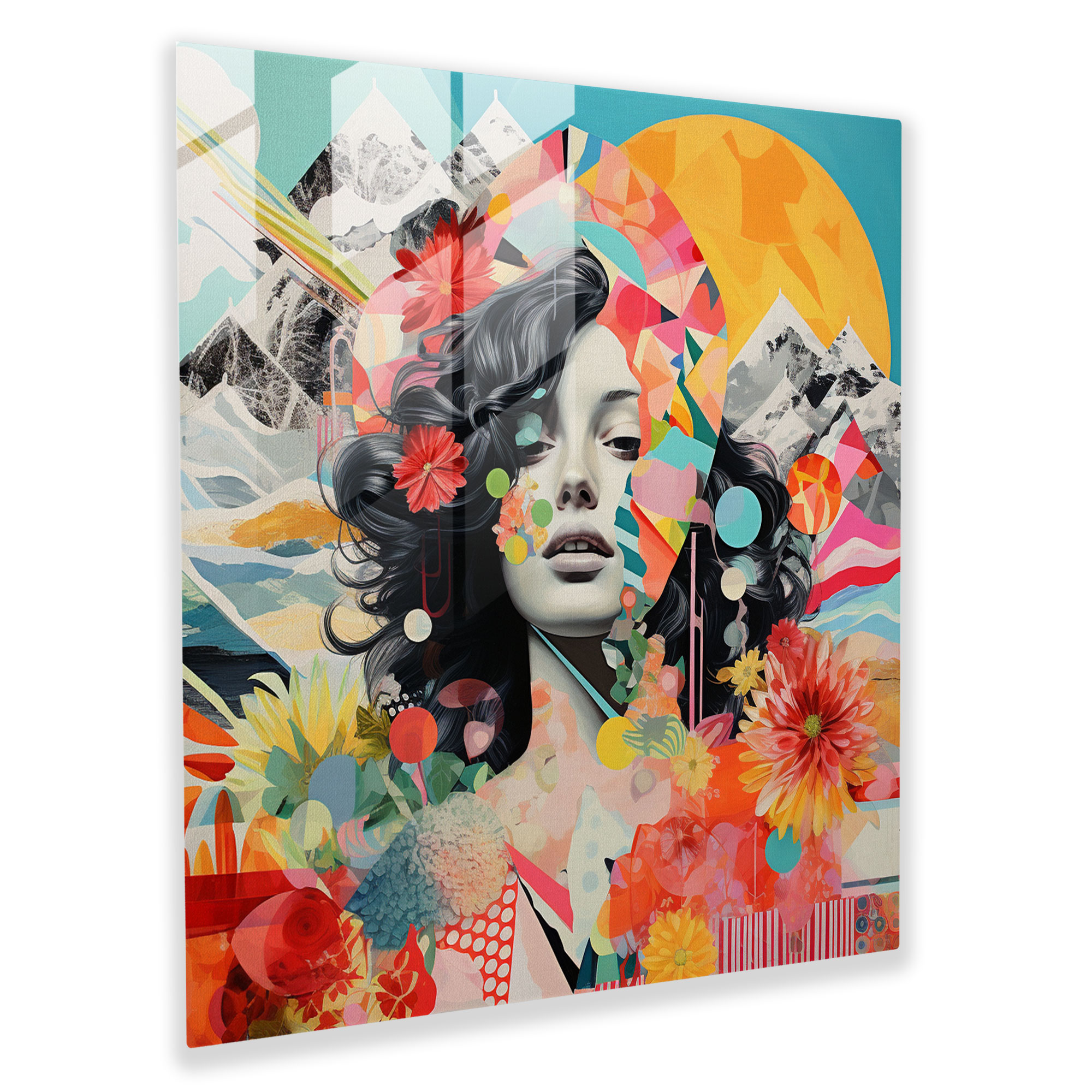 Eclectic Glass Print of Contemporary Collage - Bold Glass Wall Art for Modern Home Decoration
