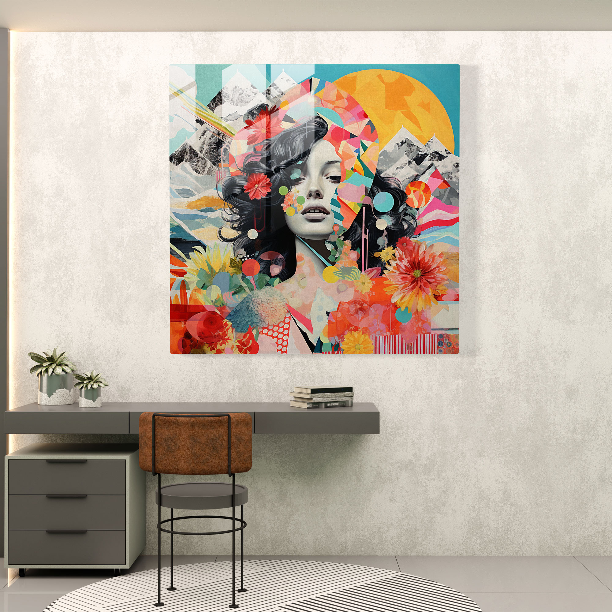 Eclectic Glass Print of Contemporary Collage - Bold Glass Wall Art for Modern Home Decoration