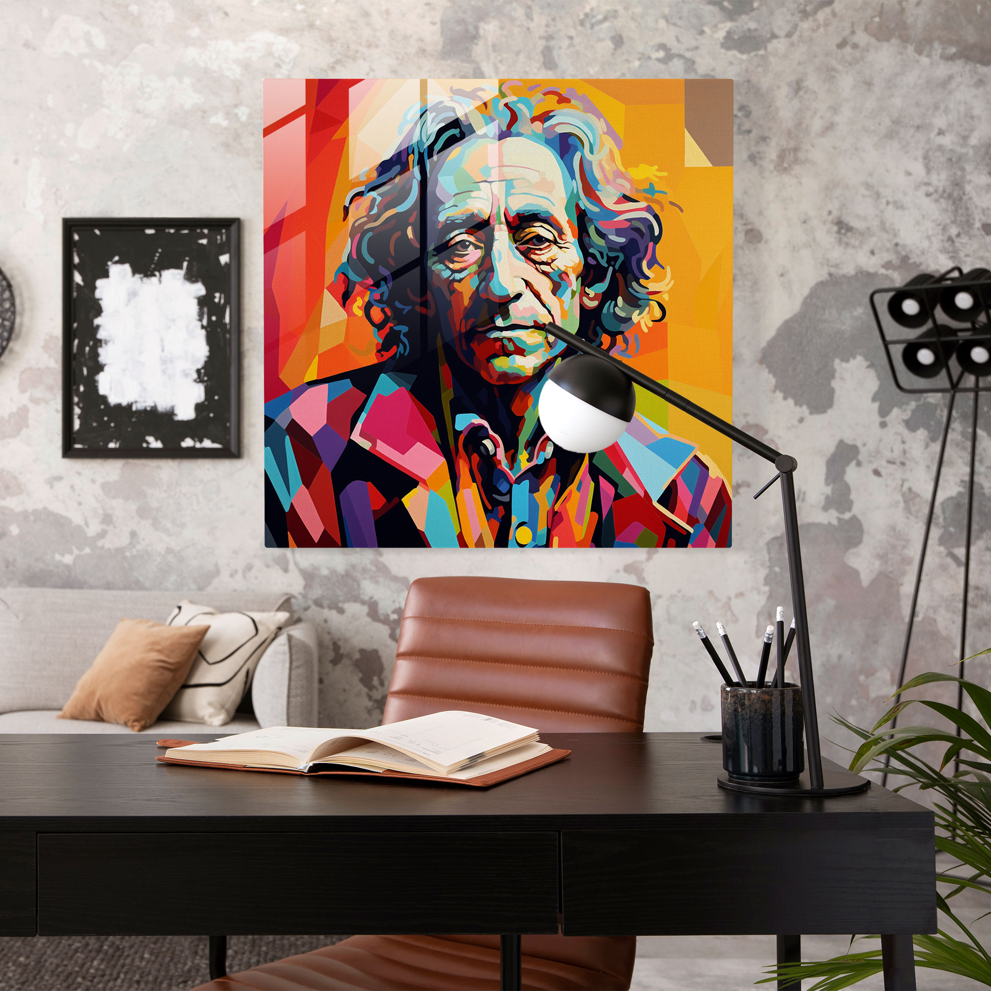 Vibrant Glass Print of Legendary Musician - Pop Art Glass Wall Art for Home Decoration