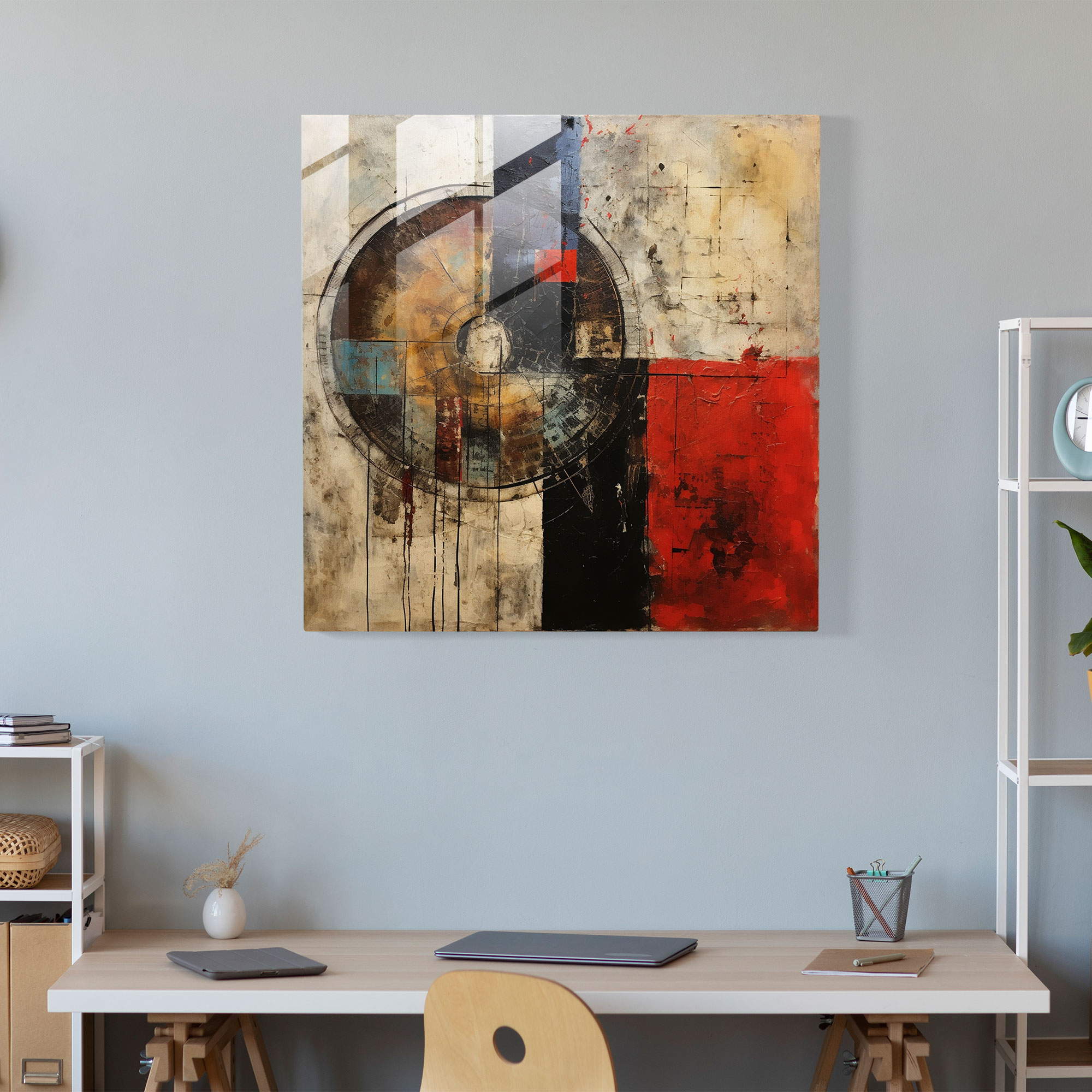 Enigmatic Glass Print of Abstract Mixed Media - Intriguing Glass Wall Art for Modern Home Decoration