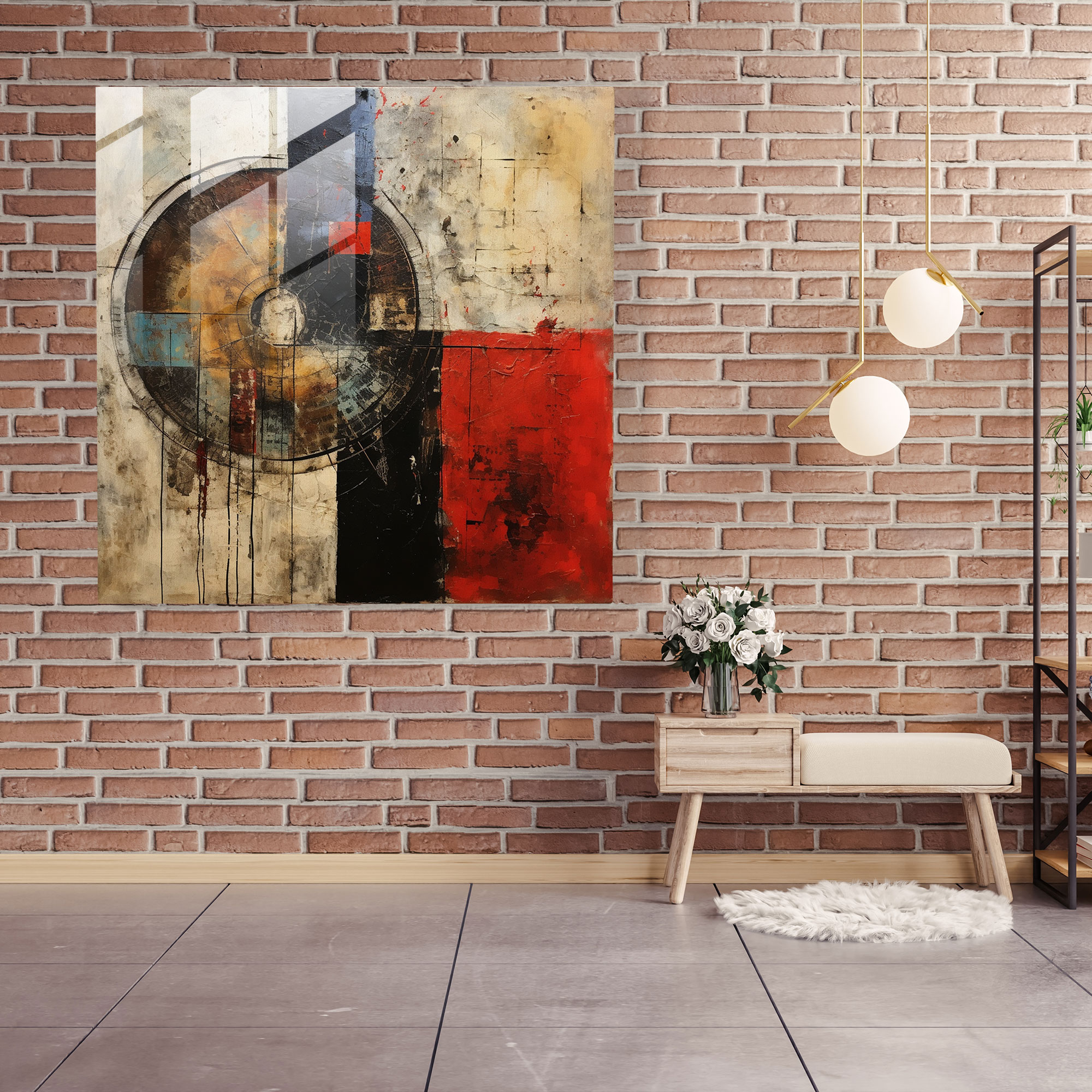 Enigmatic Glass Print of Abstract Mixed Media - Intriguing Glass Wall Art for Modern Home Decoration