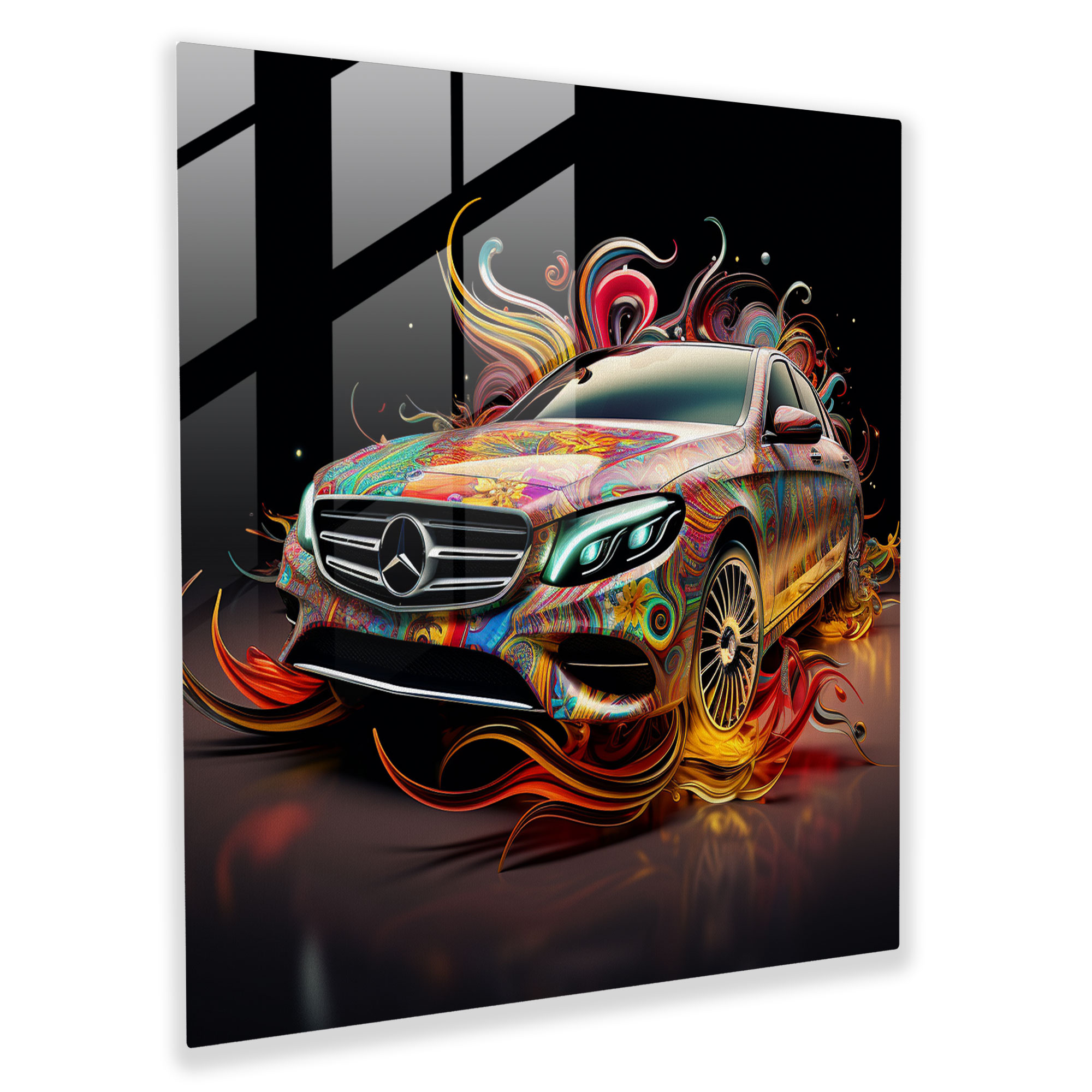 Mercedes Glass Print - Intricate Digital Artwork - Mercedes, Wall Decoration, Glass Print, Home Decoration