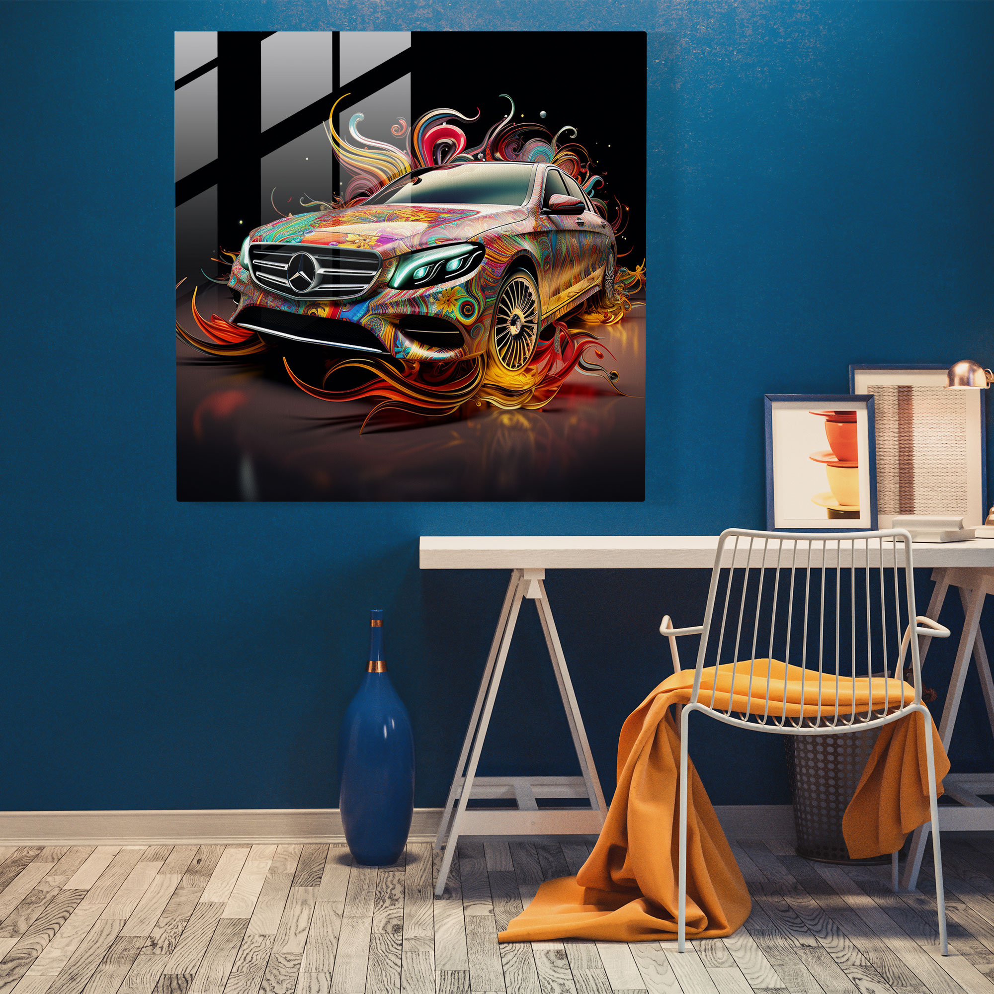 Mercedes Glass Print - Intricate Digital Artwork - Mercedes, Wall Decoration, Glass Print, Home Decoration