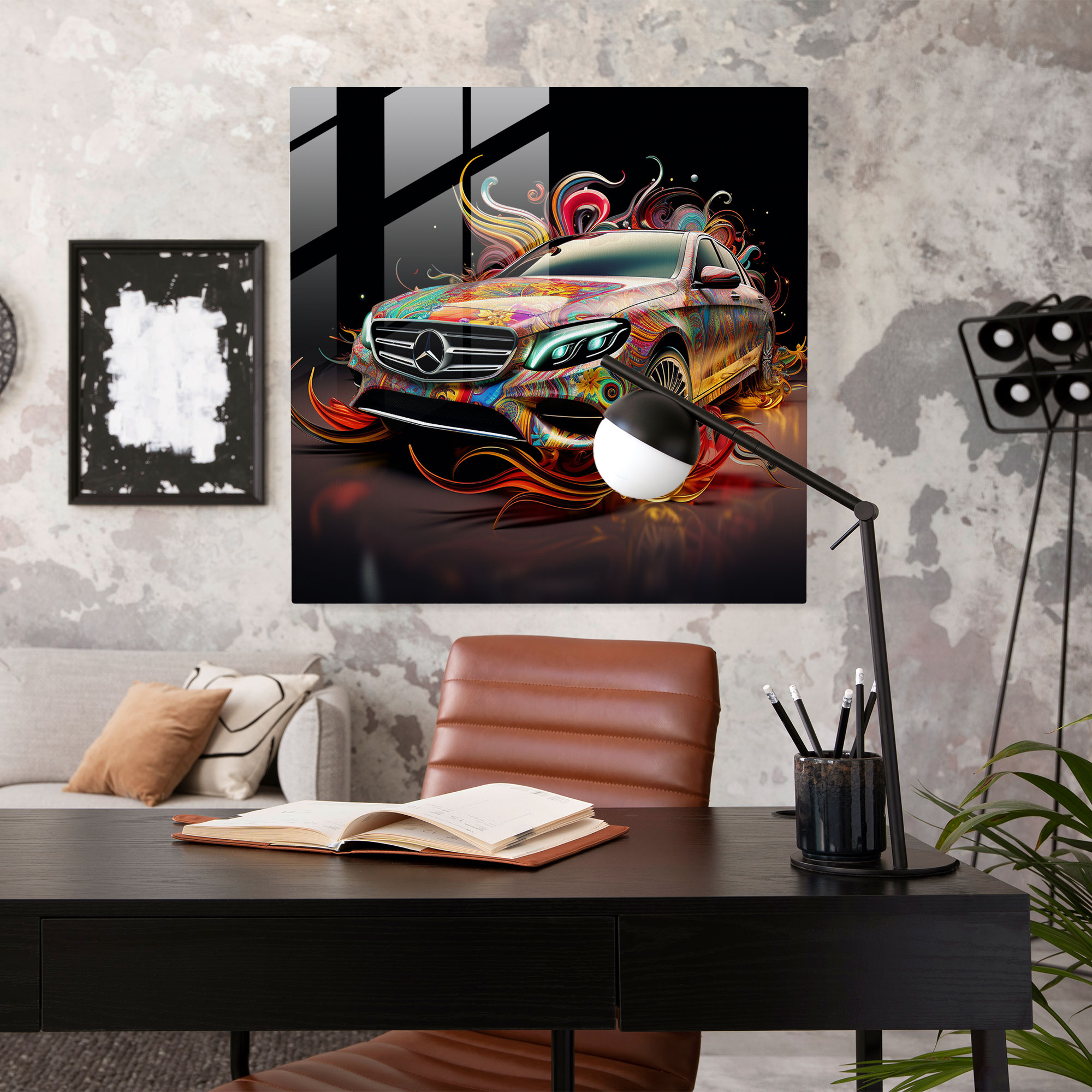 Mercedes Glass Print - Intricate Digital Artwork - Mercedes, Wall Decoration, Glass Print, Home Decoration