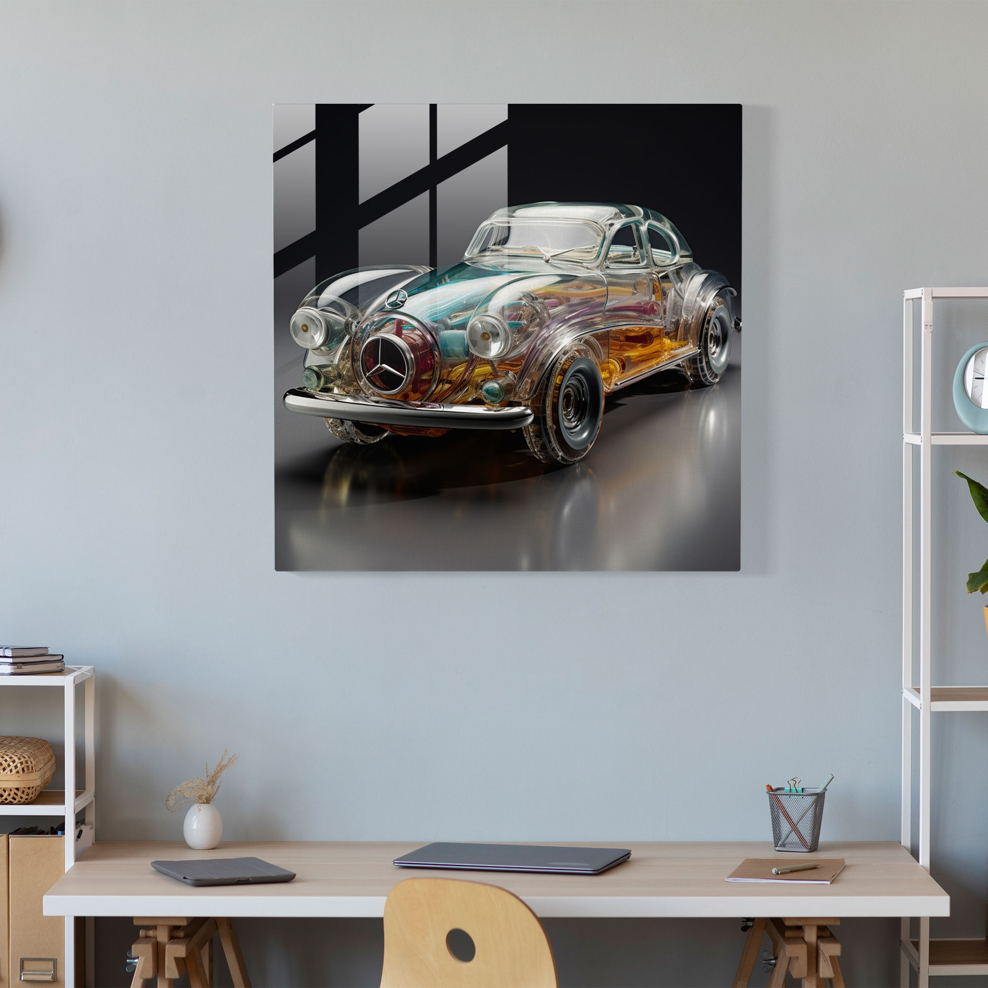 Mercedes Glasbild - Abstrakte Glas- und Metallskulptur - Zeitgenössischer Reiz