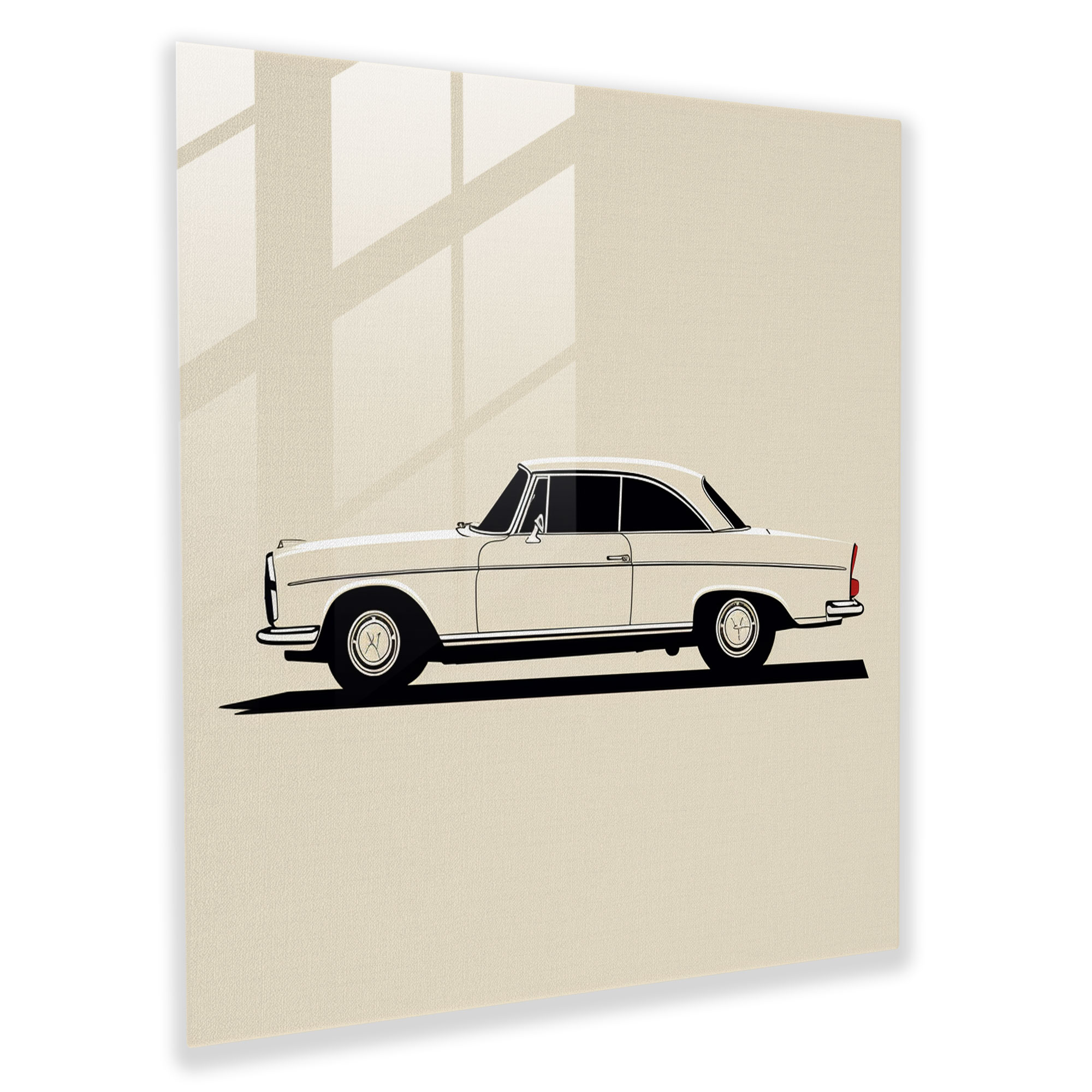 Mercedes Glasbild - Minimalistische Linienzeichnung - Mercedes Wohnaccessoire Wanddeko Glaswandkunst