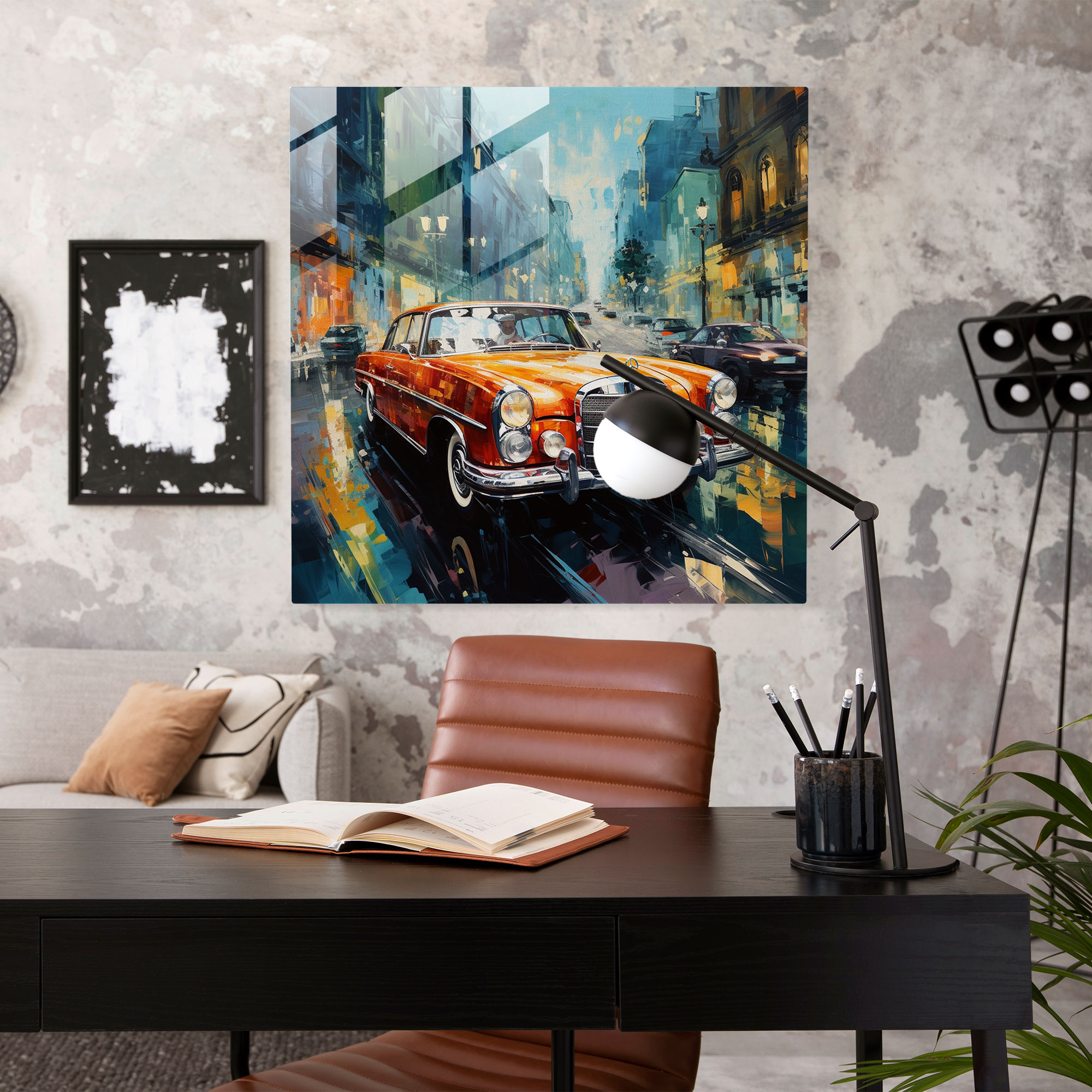 Mercedes Glass Print - Impressionistic Cityscape - Mercedes, Home Decoration, Wall Decoration, Mercedes
