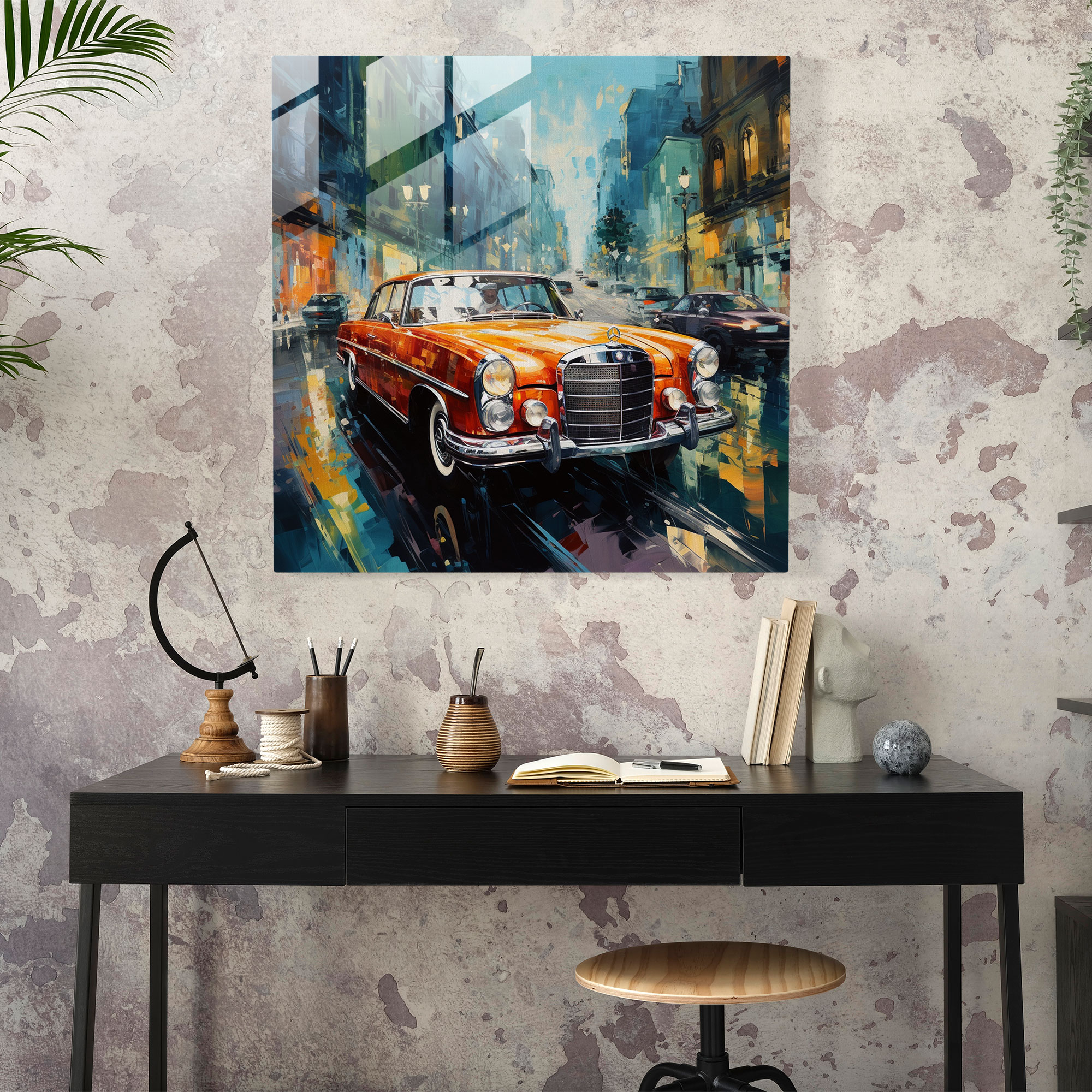 Mercedes Glass Print - Impressionistic Cityscape - Mercedes, Home Decoration, Wall Decoration, Mercedes