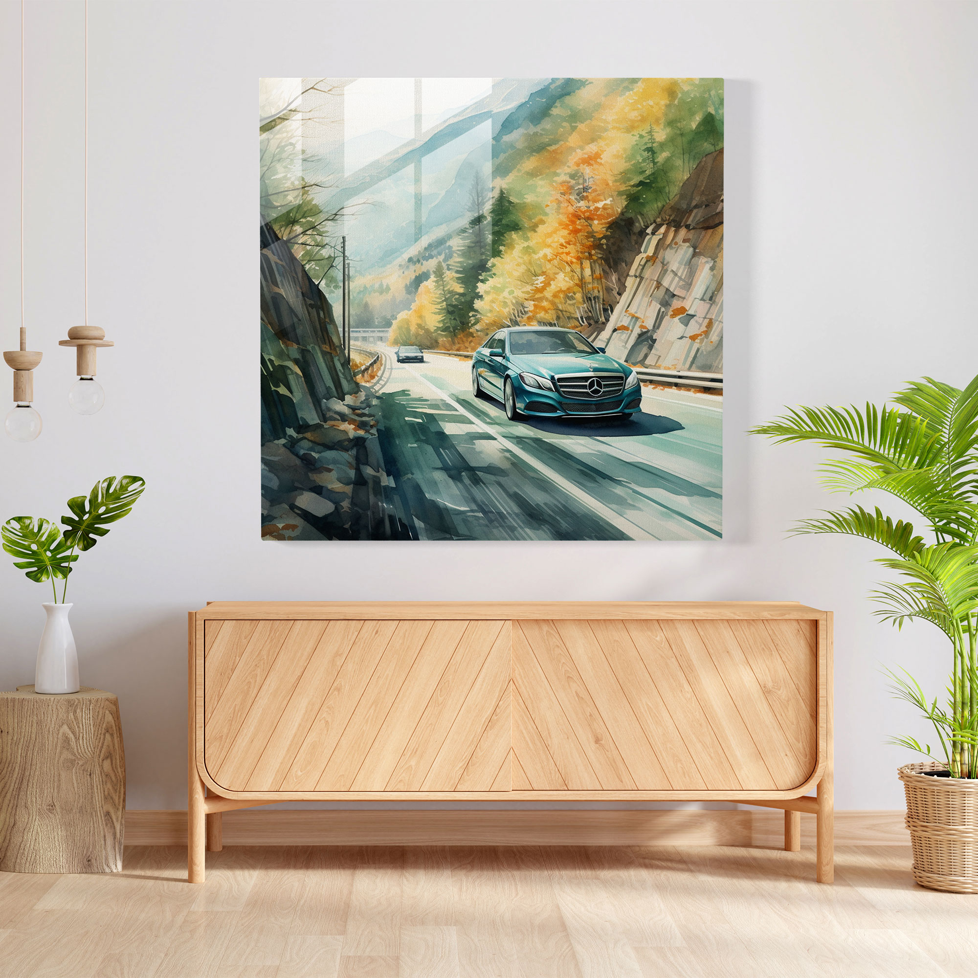 Mercedes Glasbild - Mercedes Glasbild Wohn-Deko Auto