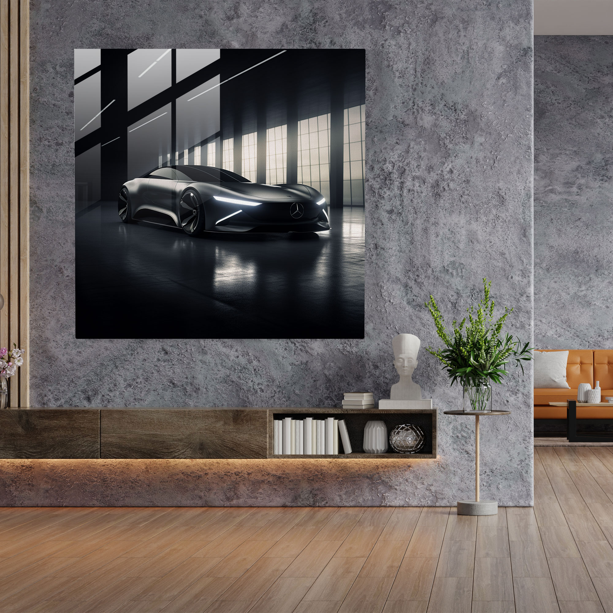 Mercedes Glass Print - Mercedes, Mercedes, Home Decoration, Modern Art