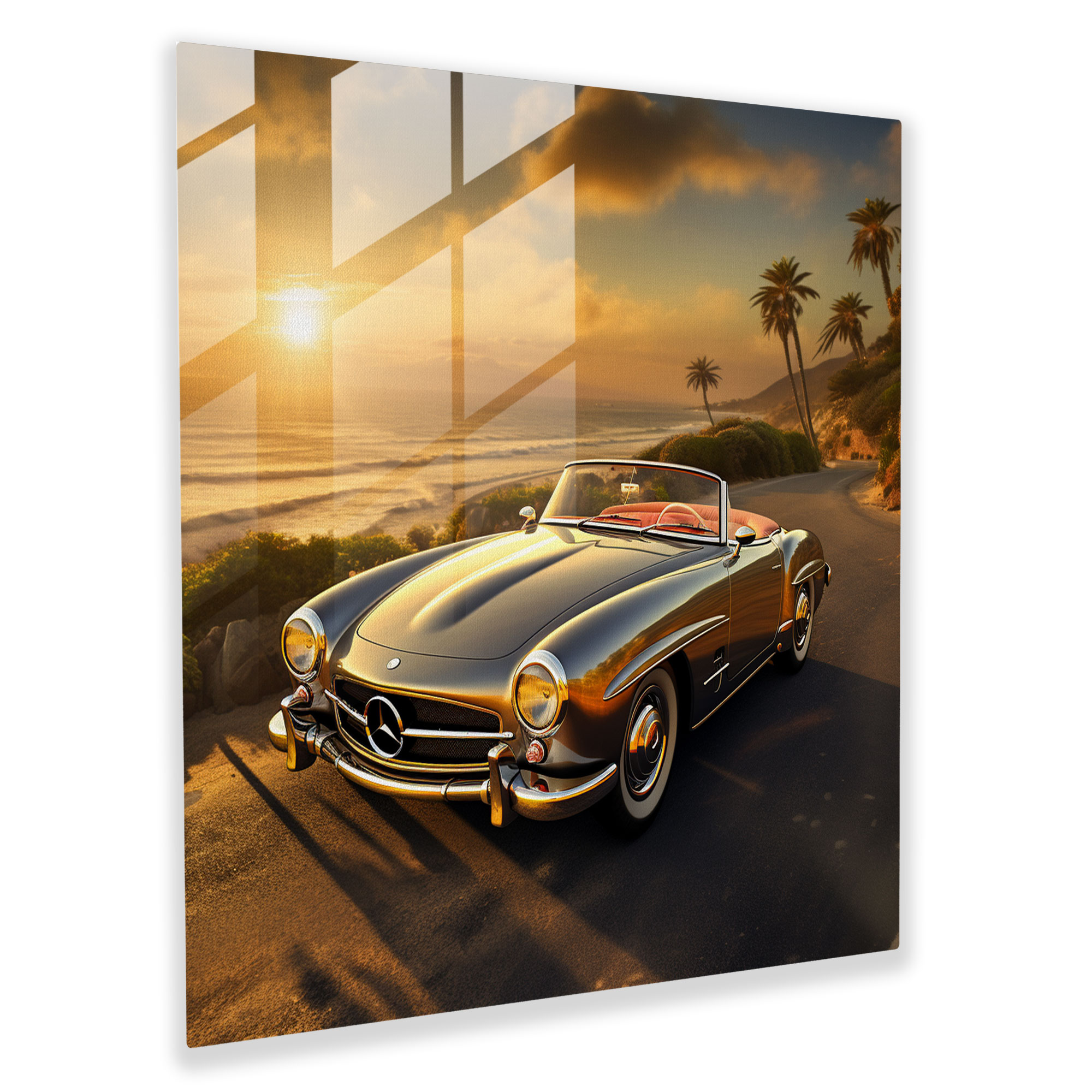 Mercedes Glass Print - Mercedes, Glass Print, Modern Art, Sports Car