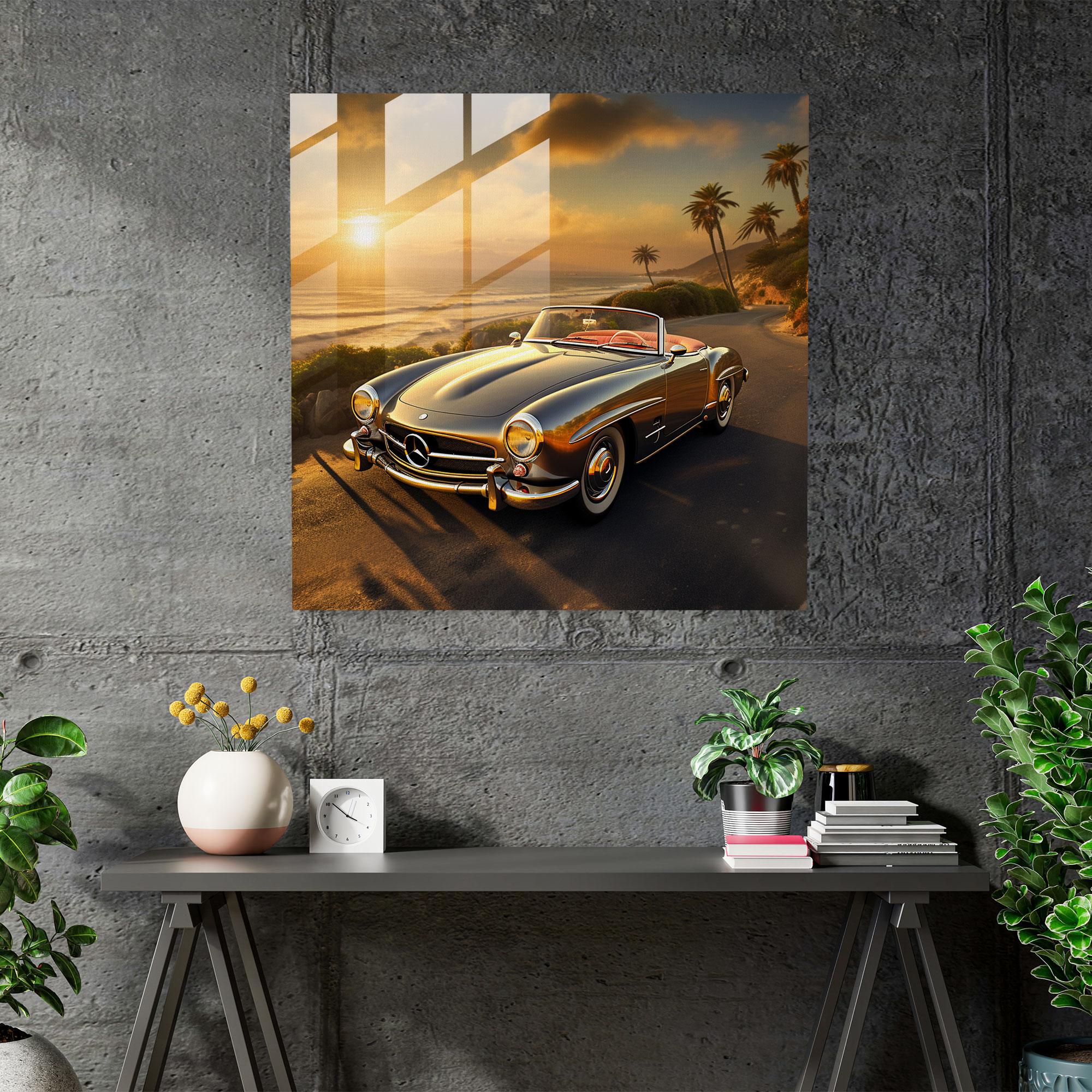 Mercedes Glass Print - Mercedes, Glass Print, Modern Art, Sports Car
