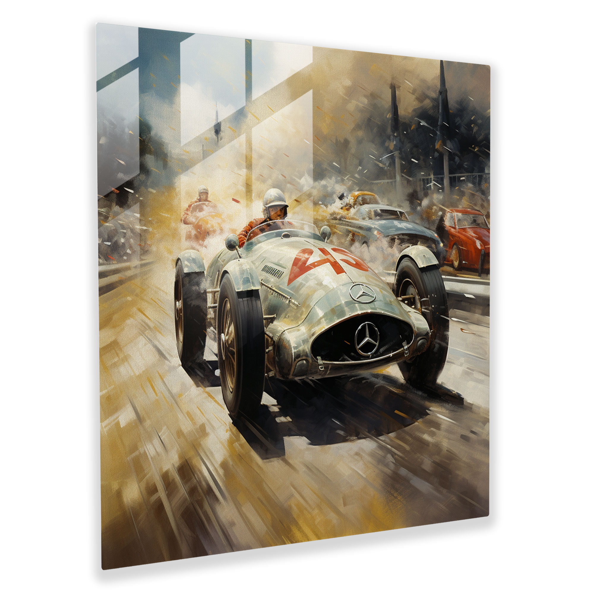 Sports Mercedes Glass Print - Adrenaline-Fueled Wall Art - Mercedes, Excitement, Adrenaline-Fueled, Wall Decoration