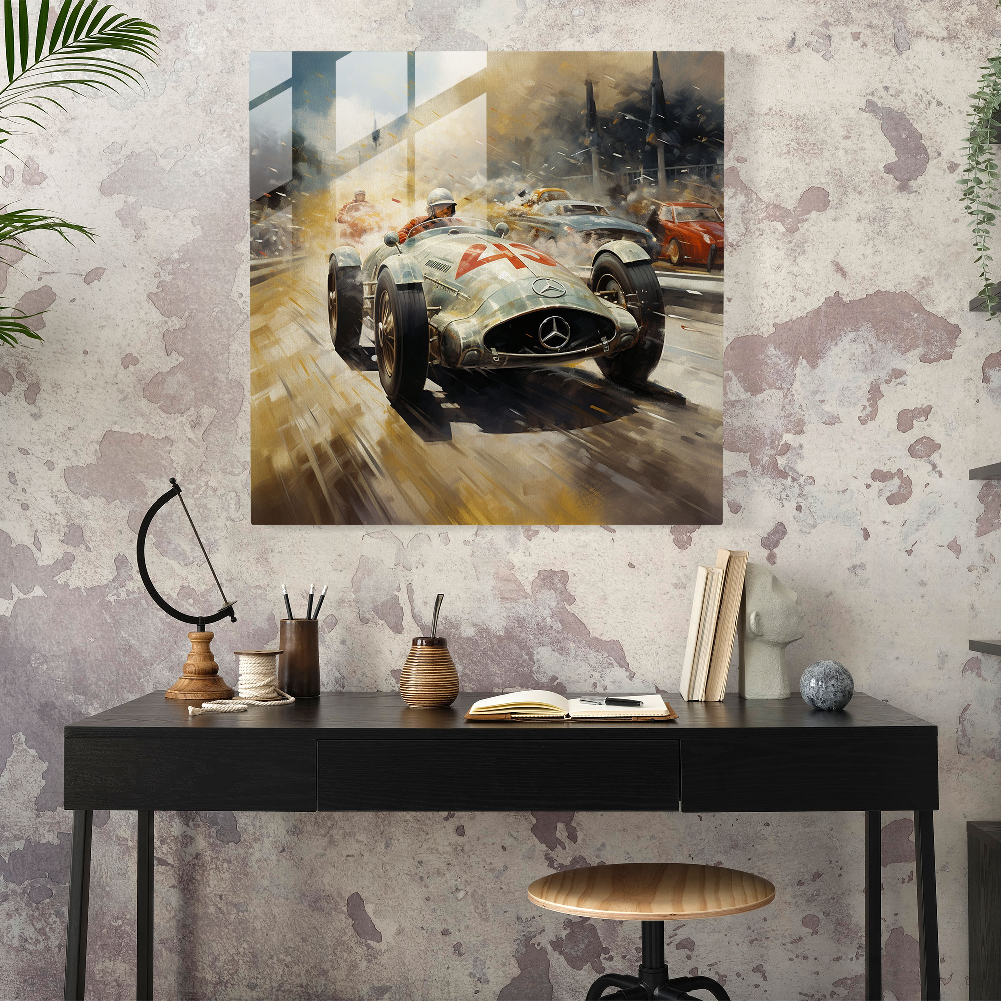 Sports Mercedes Glass Print - Adrenaline-Fueled Wall Art - Mercedes, Excitement, Adrenaline-Fueled, Wall Decoration