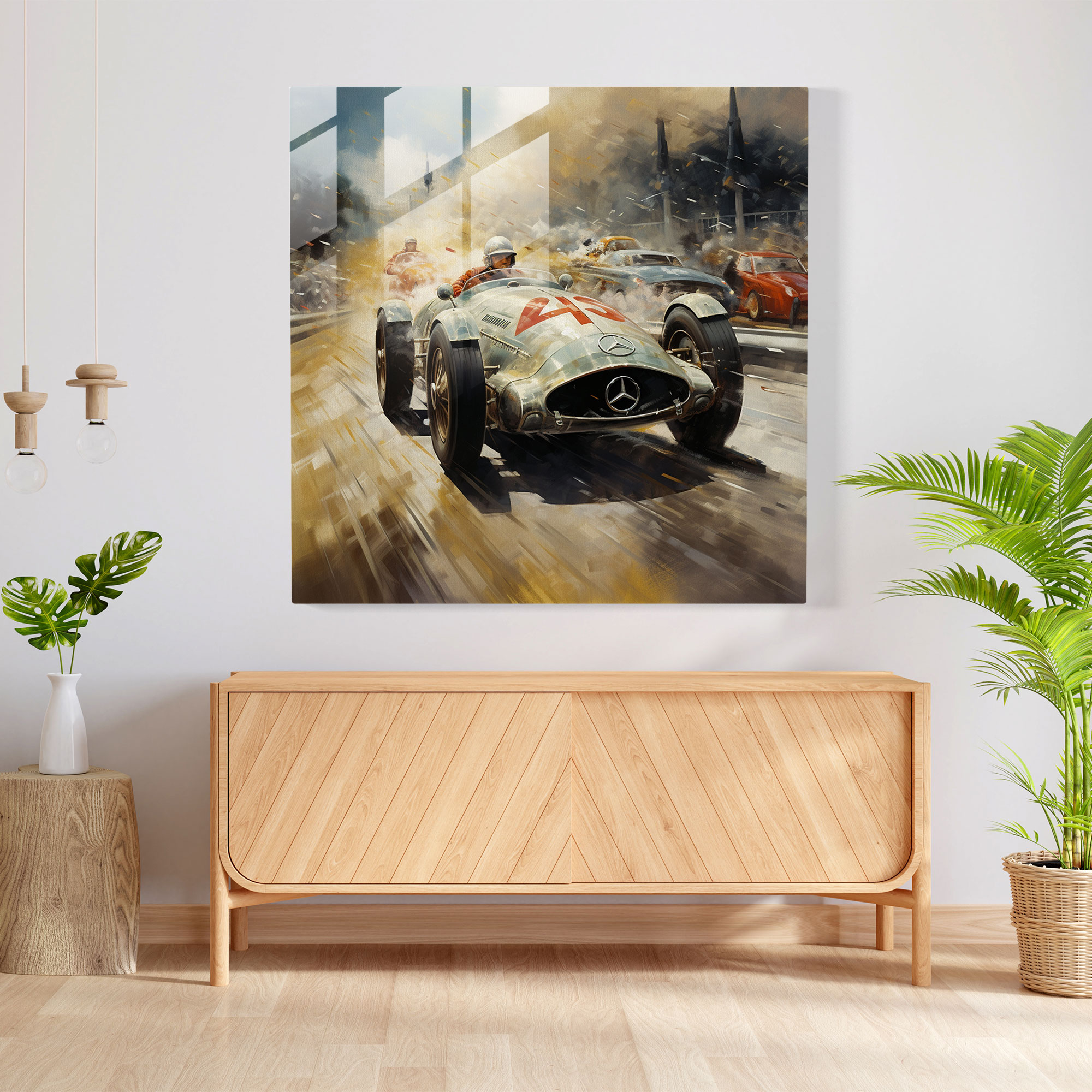 Sports Mercedes Glass Print - Adrenaline-Fueled Wall Art - Mercedes, Excitement, Adrenaline-Fueled, Wall Decoration