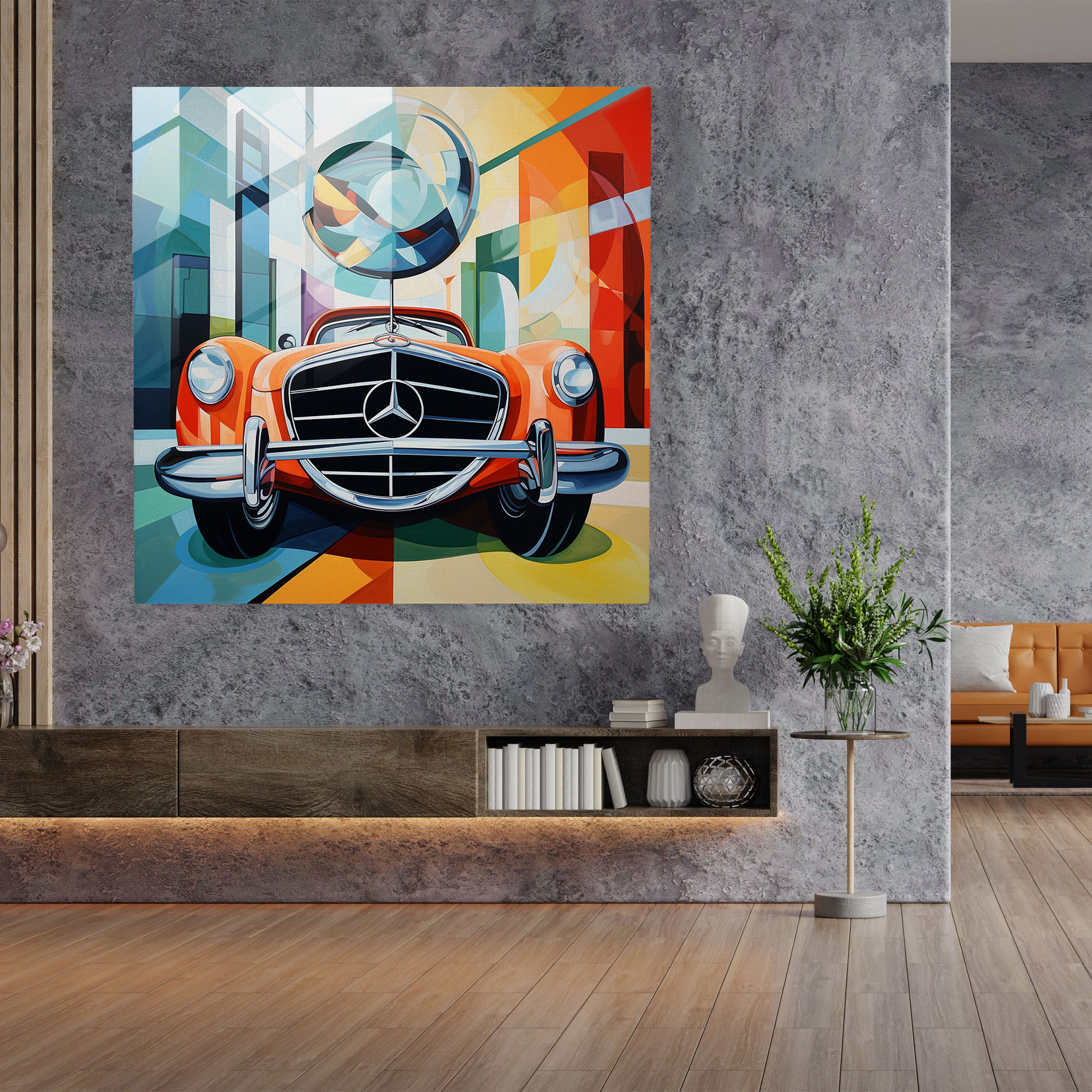 Contemporary Mercedes Glass Print - Modern Abstract Wall Art - Mercedes, Glass Art, Glass Print, Glass Wall Art