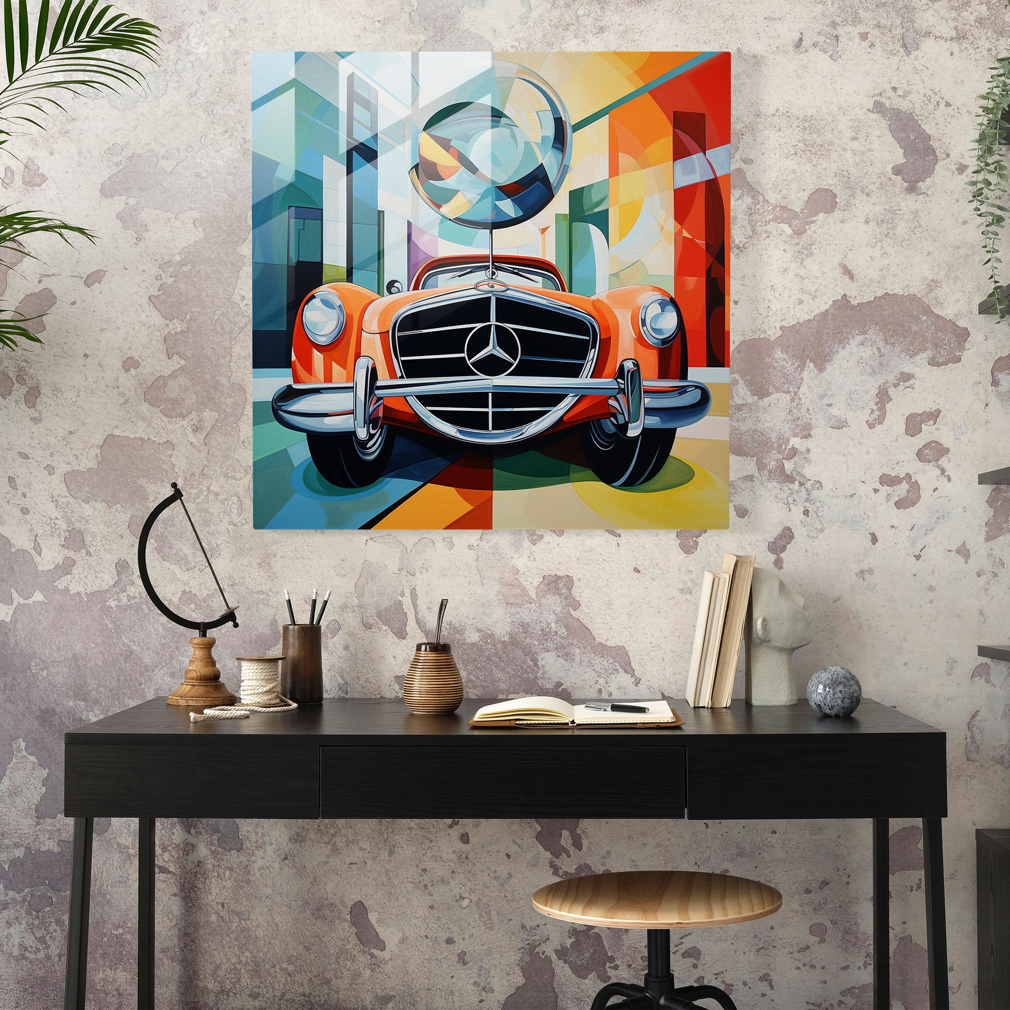 Contemporary Mercedes Glass Print - Modern Abstract Wall Art - Mercedes, Glass Art, Glass Print, Glass Wall Art