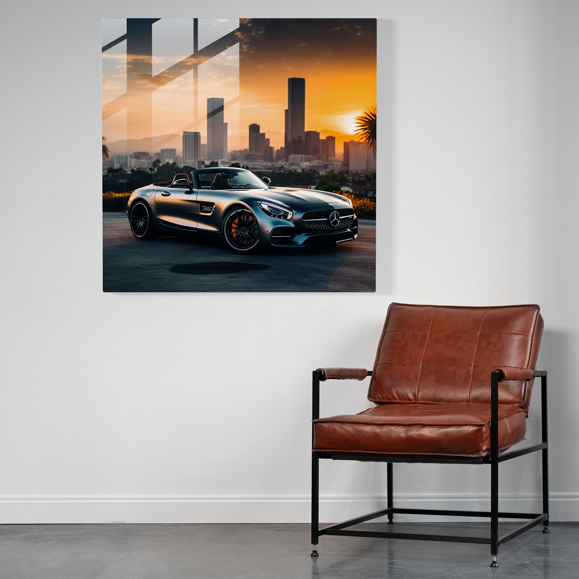 Mercedes Cityscape Glass Print - Mercedes, Glass Art, City Skyline, Home Decoration