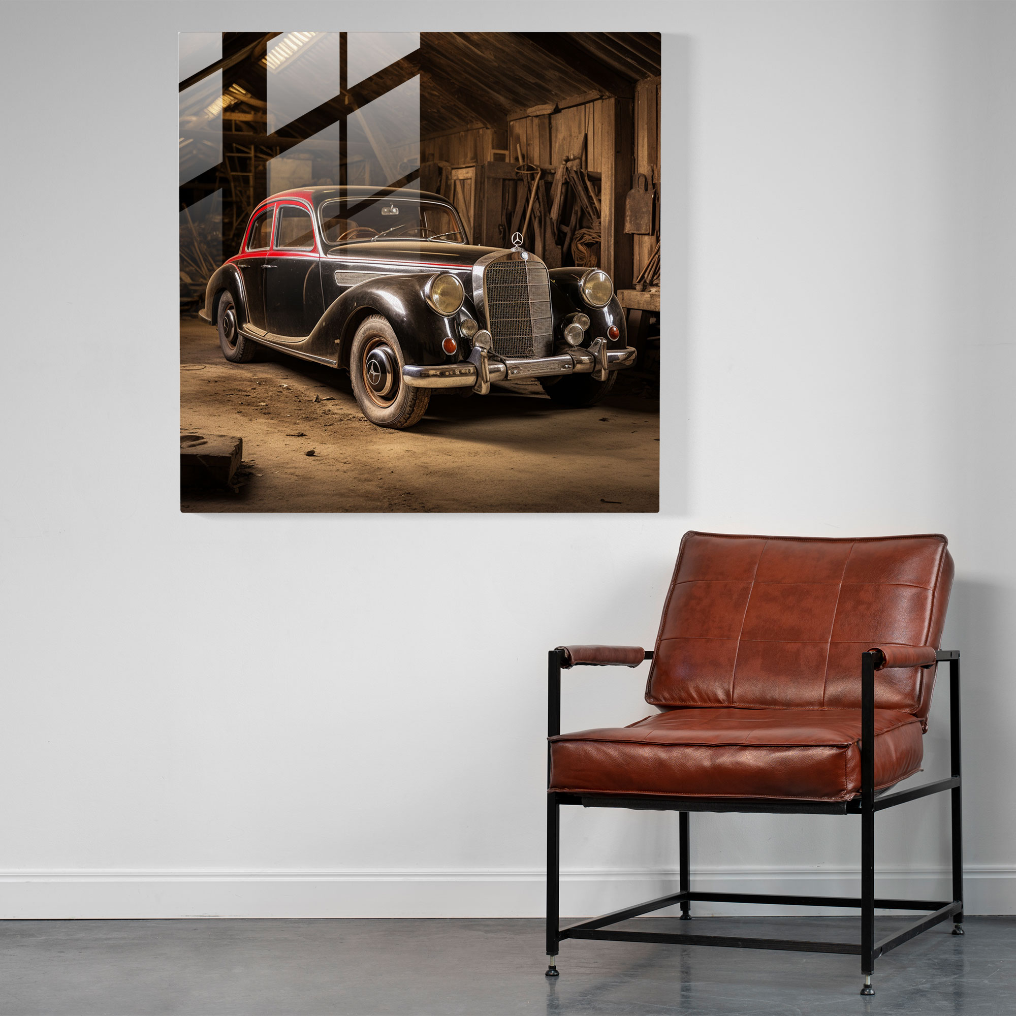 Classic Mercedes Glass Print - Mercedes, Glass Art, Wall Decoration, Glass Print