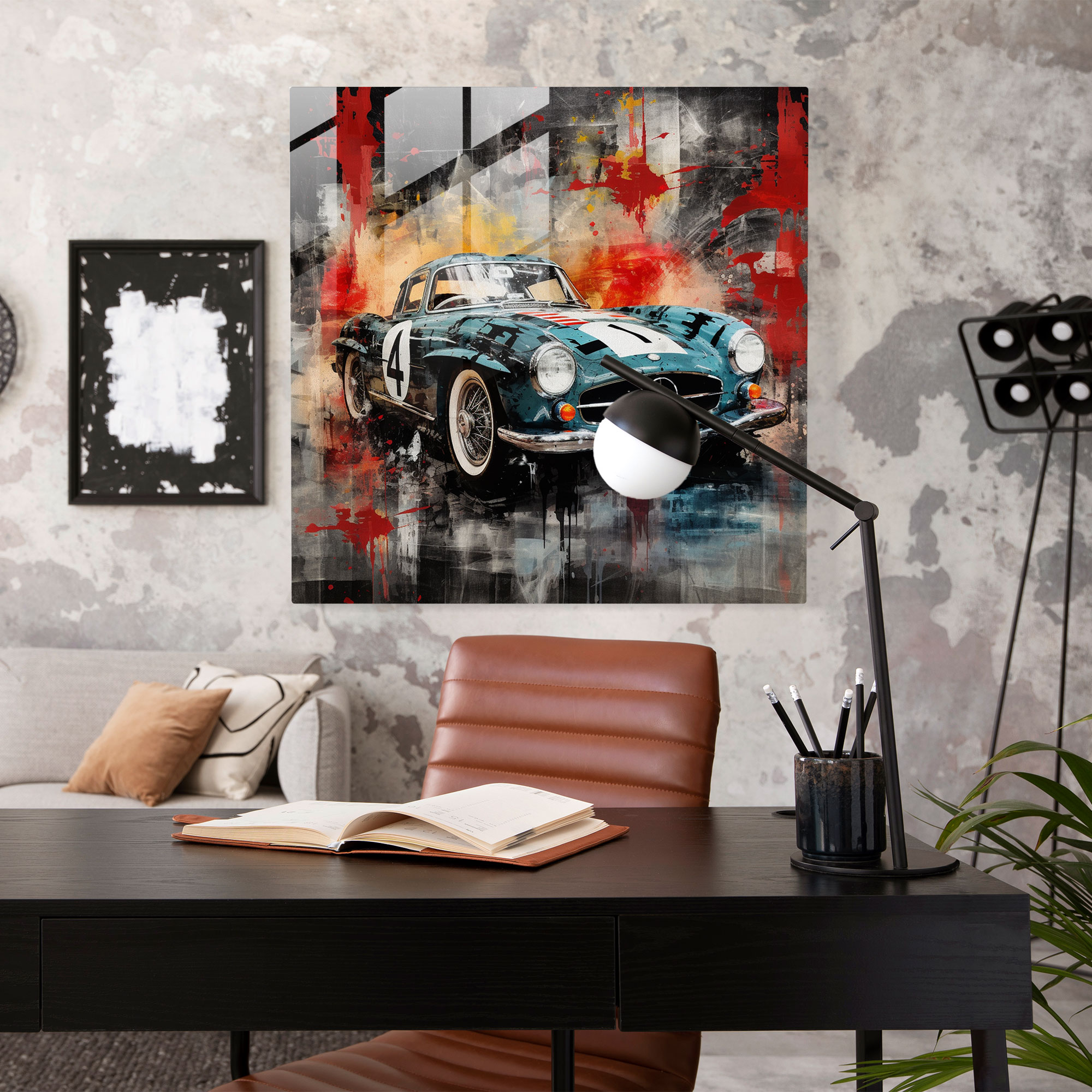 Mercedes Mixed Media Glasbild - Mercedes Glasbild Glas-Kunst Wohn-Dekoration