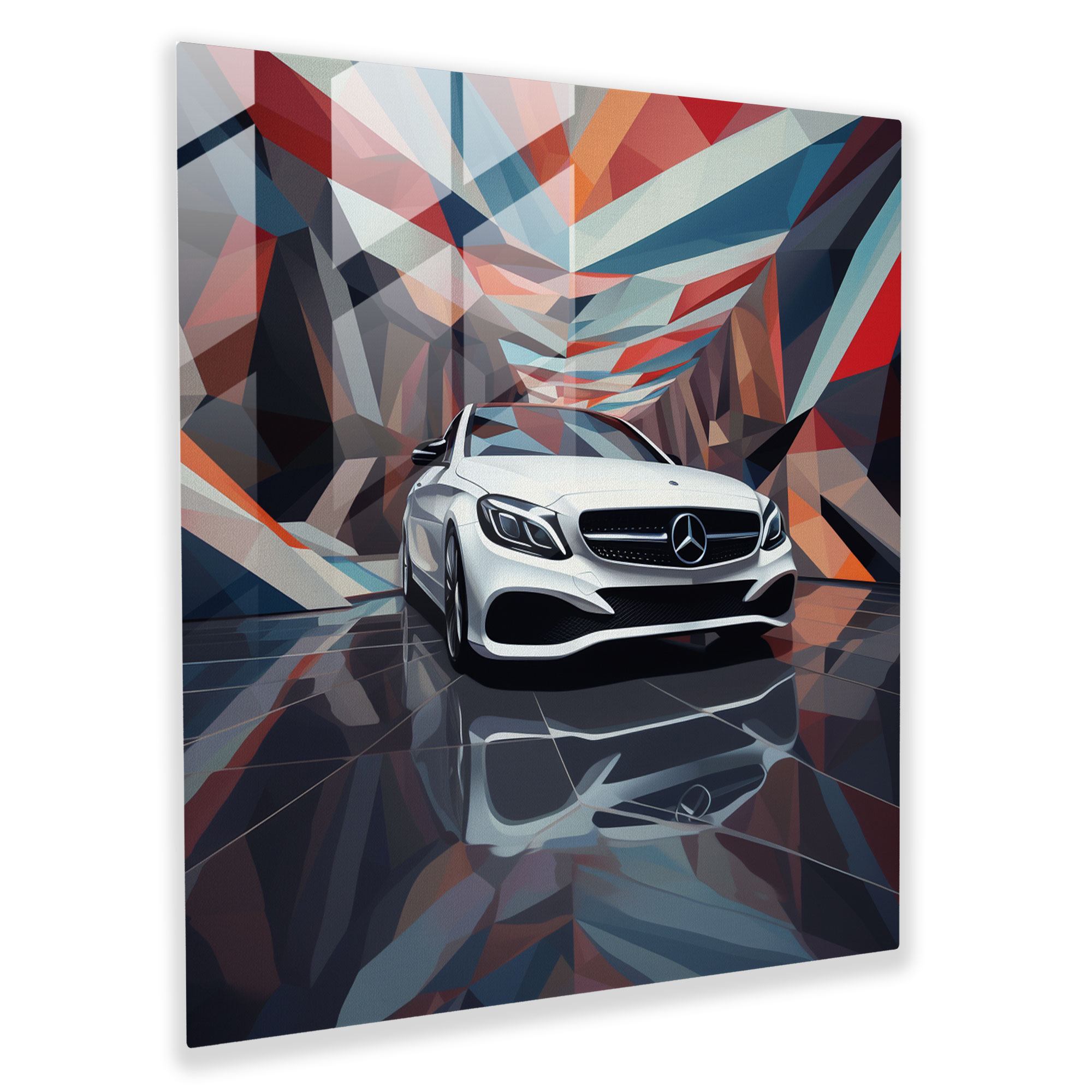 Geometric Mercedes Glass Print - Mercedes, Home Decoration, Sleek Lines, Glass Wall Art