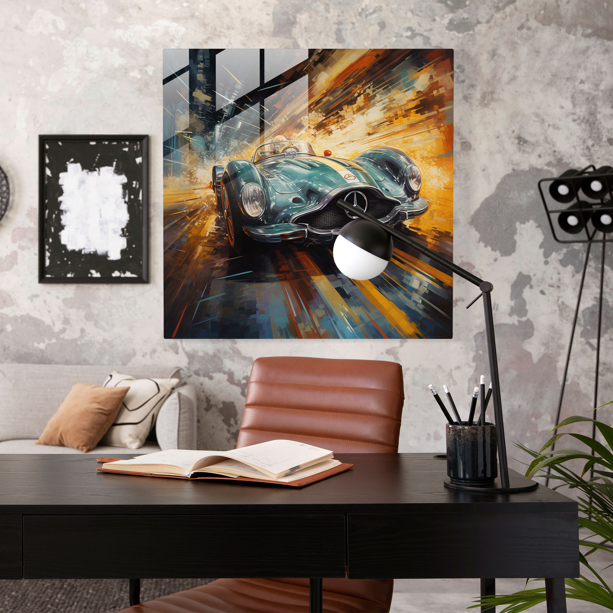 Mercedes Rennwagen Glasbild - Modernes Kunstwerk Klares Statement