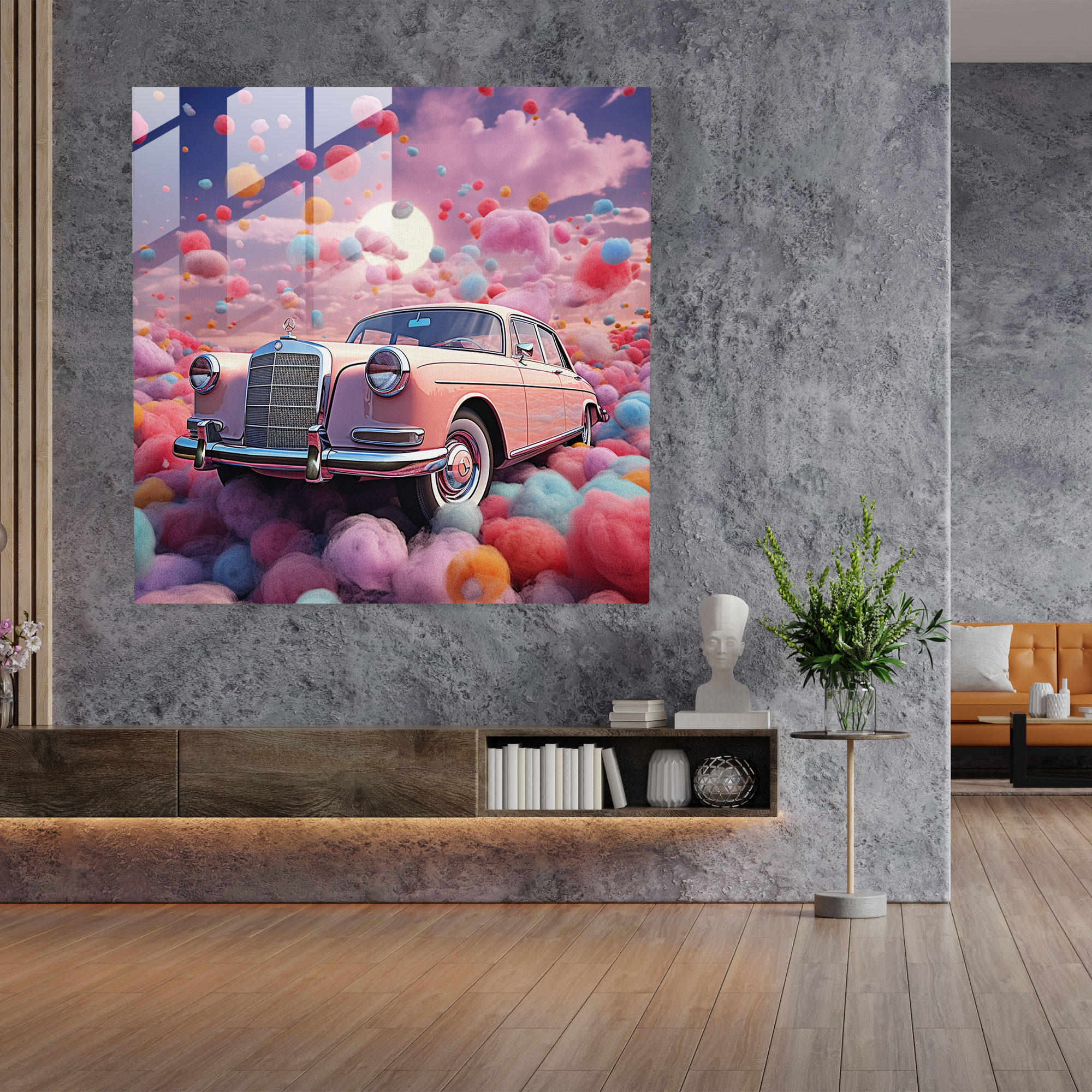 Mercedes Dreamlike Glass Print - Mercedes, Glass Wall Art, Glass Art, Home Decoration